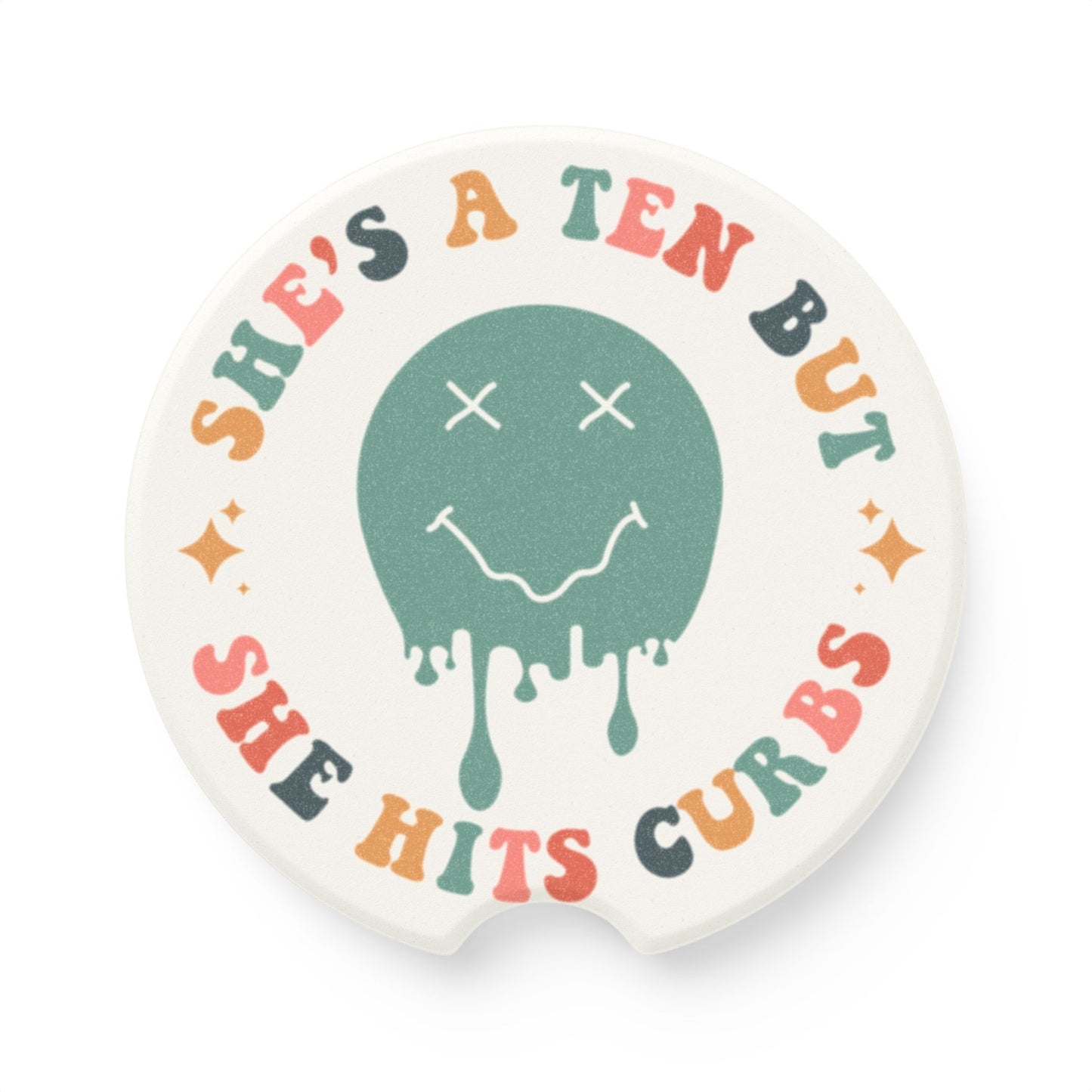 Shes a 10 but She Hits Curbs Car Coaster, Soapstone Car Coaster | Cute Car Accessory | Fun Gift for Friends & Family | Funny Car Coaster