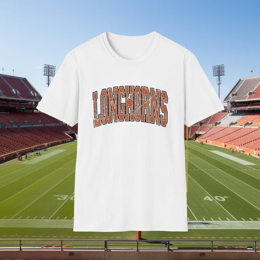 Texas Pride Arch Tee | Burnt Orange Vintage Game Day Shirt | Southern Football Spirit Tee | Unisex Softstyle