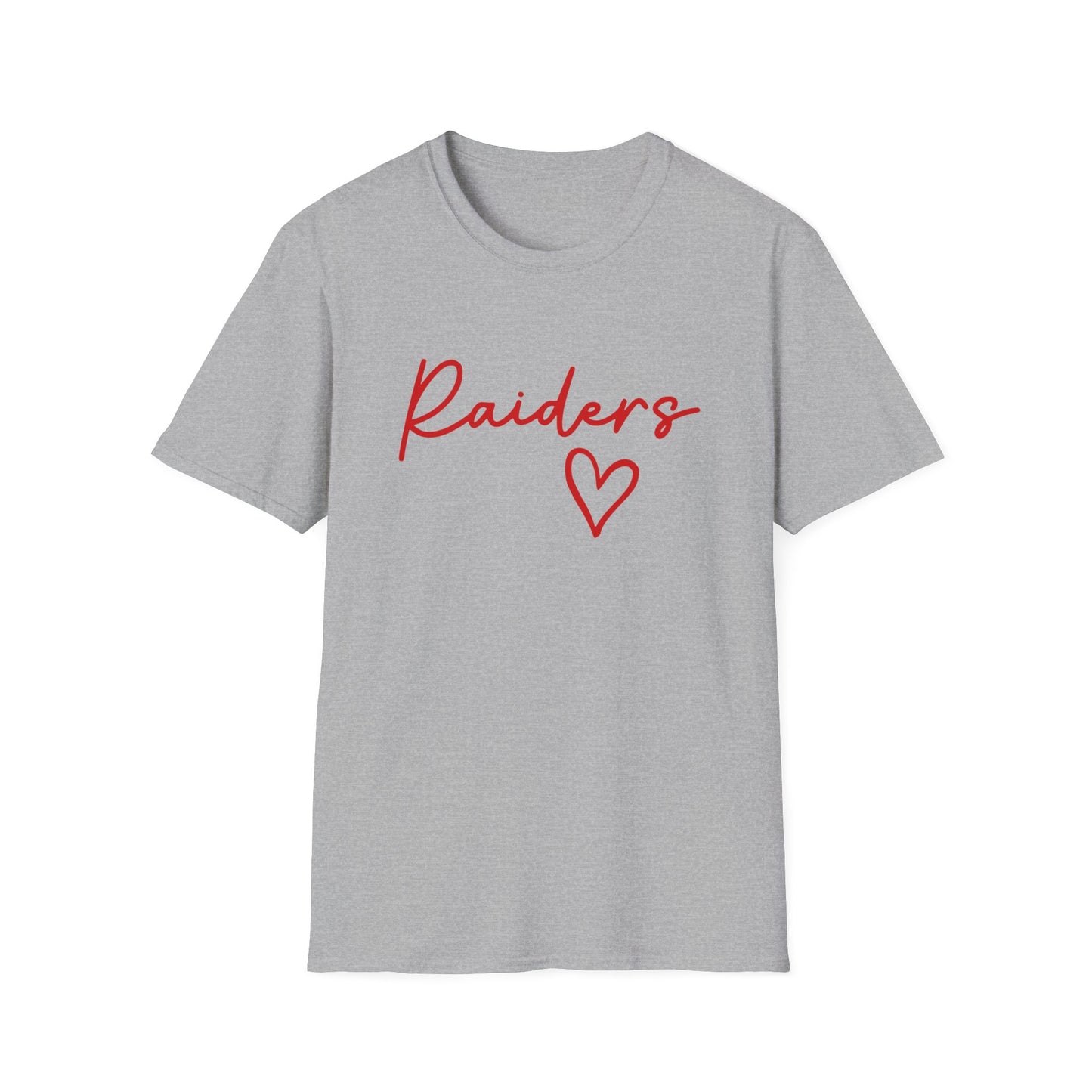 Raiders Heart Script T-Shirt | Game Day Tee | Cute College Spirit Shirt | Red & White Raiders Graphic Tee