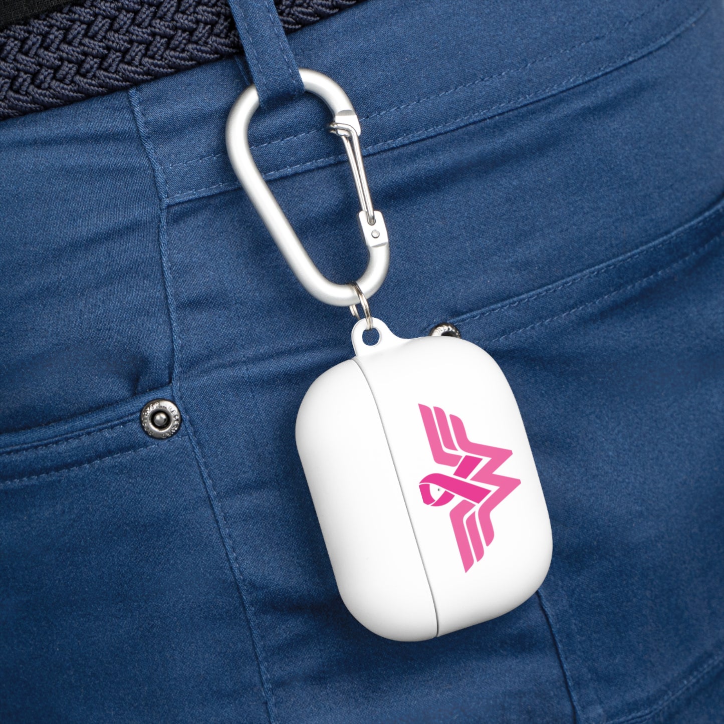 Cancer Awareness AirPods Case Cover, Pink Ribbon Design, Gift for Cancer Fighters, Supportive Tech Accessory, Breast Cancer Month