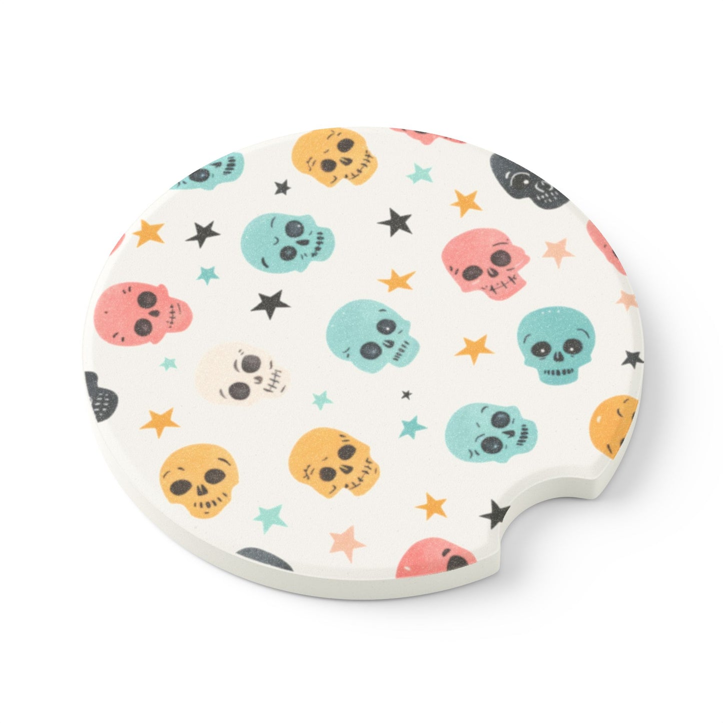 Car Coaster, Halloween Skulls Design, Spooky Cup Holder Insert, Vehicle Accessory Gift, Car Decor, Halloween Car Accessories