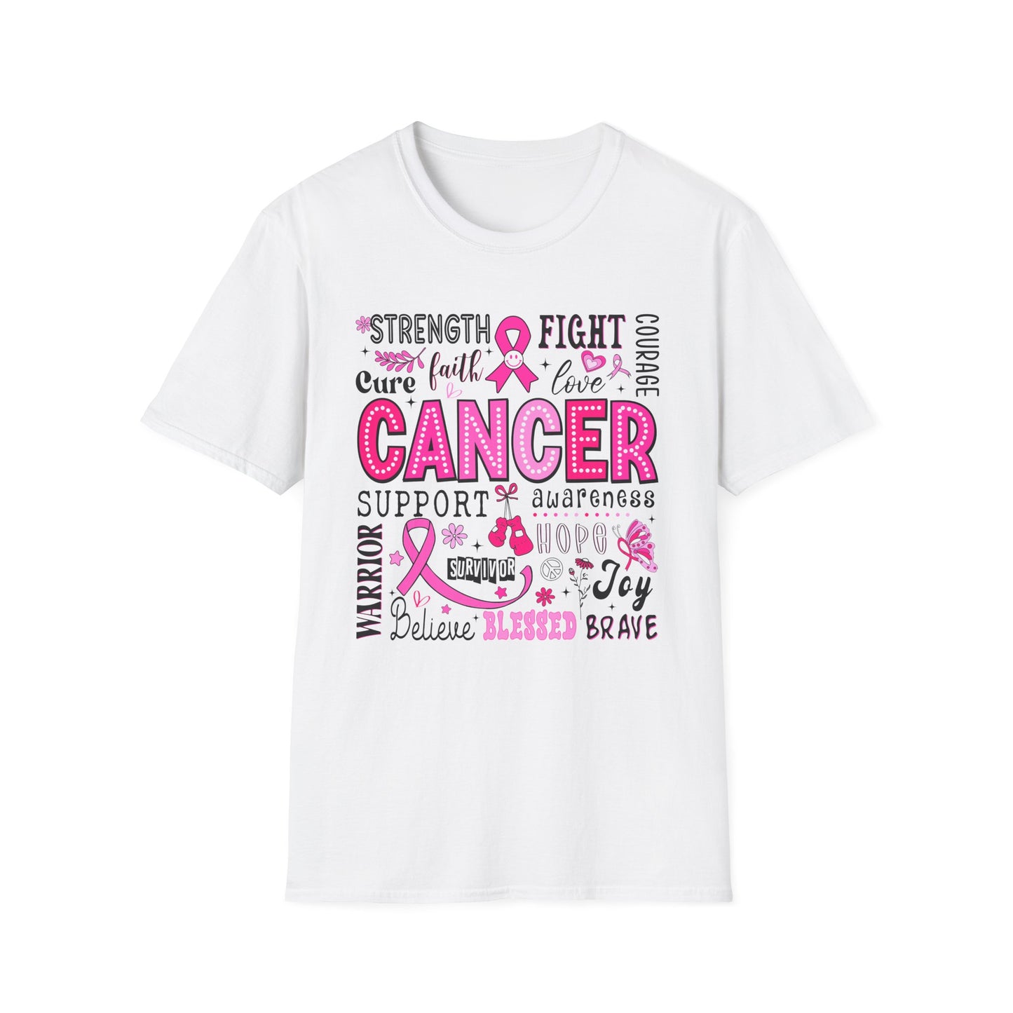 Breast Cancer Awareness, Breast Cancer, Faith, Hope Cure Inspired Softstyle T-Shirt, Inspirational Gift, Cancer Awareness Shirt, Luke 1:37