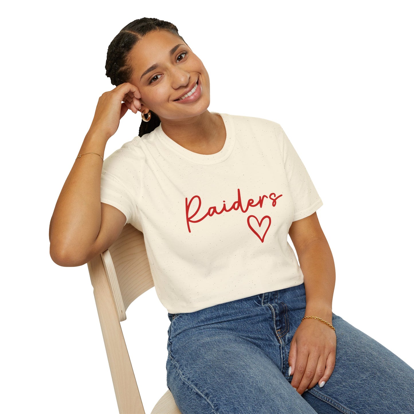Raiders Heart Script T-Shirt | Game Day Tee | Cute College Spirit Shirt | Red & White Raiders Graphic Tee