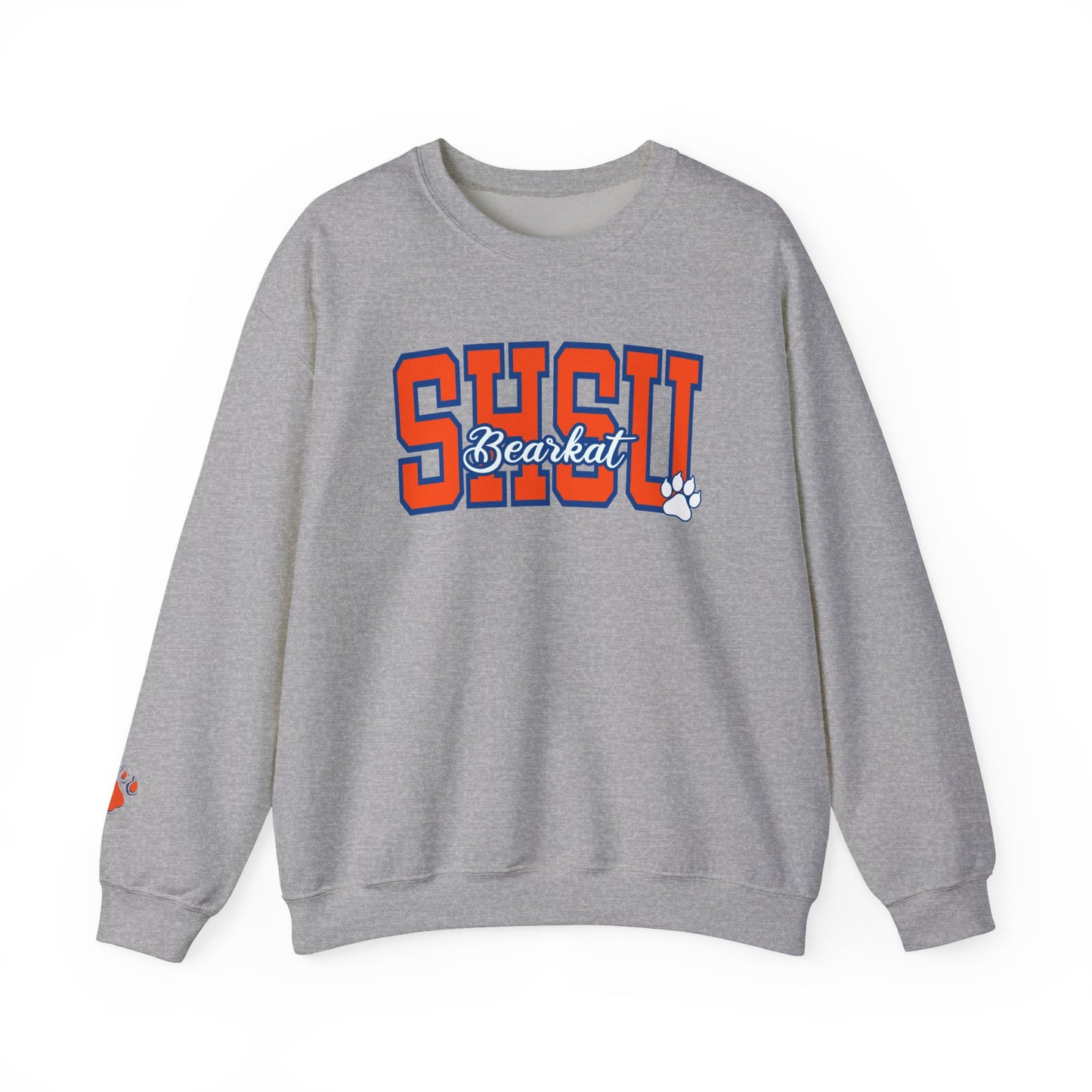 Sam Houston State University Sweatshirt | Bearkat Sleeve Print, Sam Houston State Crewneck | Printed Sleeve Game Day Sweatshirt, Bearkats