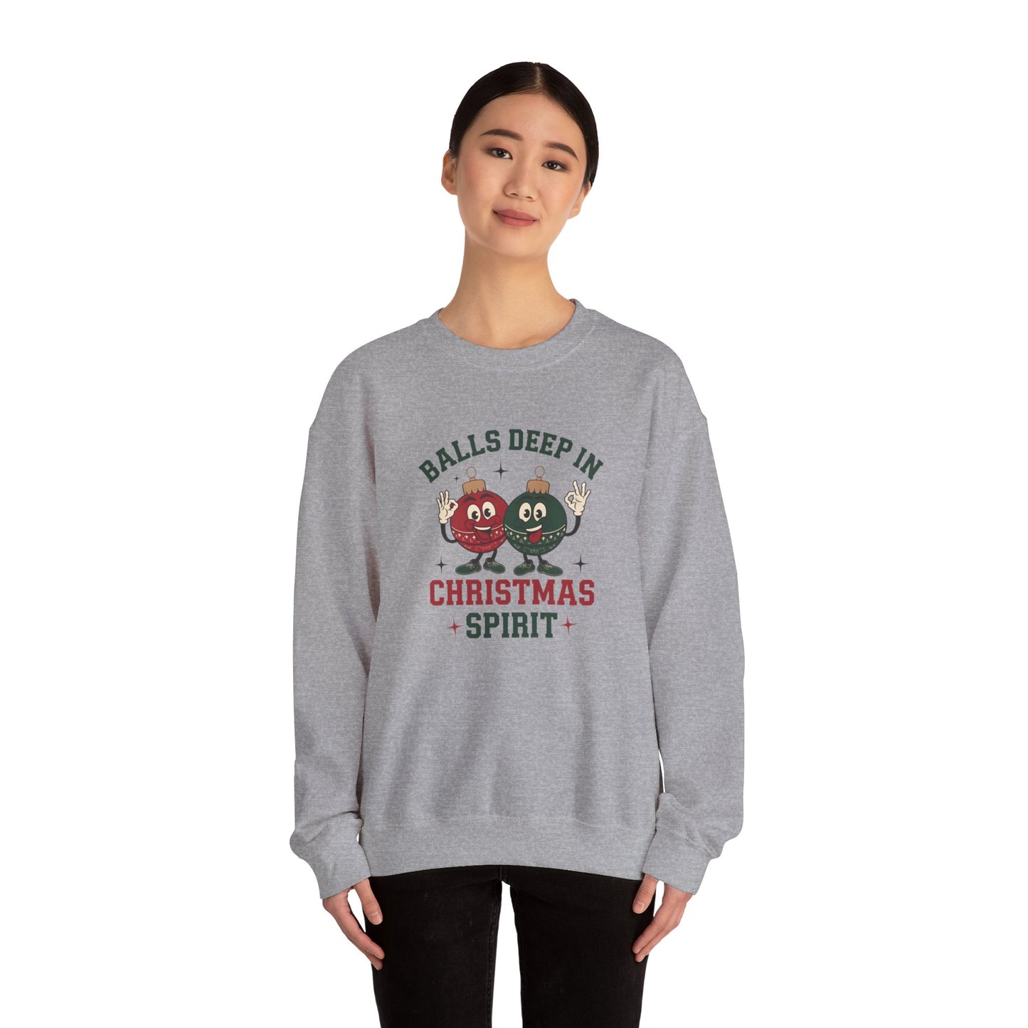 Funny Christmas Sweatshirt, Balls Deep Christmas, Winter Apparel, Unisex Crewneck, Festive Sweatshirt, Christmas Spirit, Humor Clothing