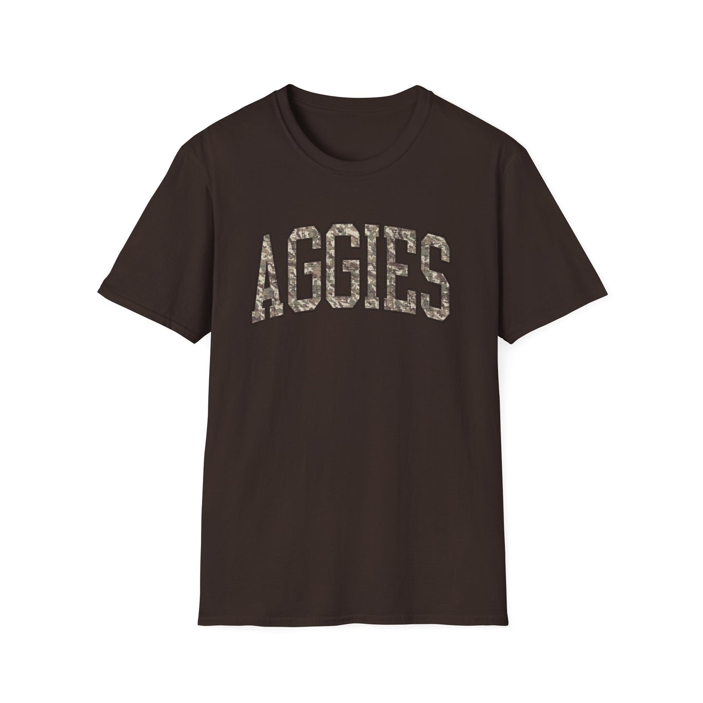 Aggies Camo SoftStyle T-Shirt | Distressed Hunting Style | Maroon Game Day Apparel |  Aggies T-Shirt