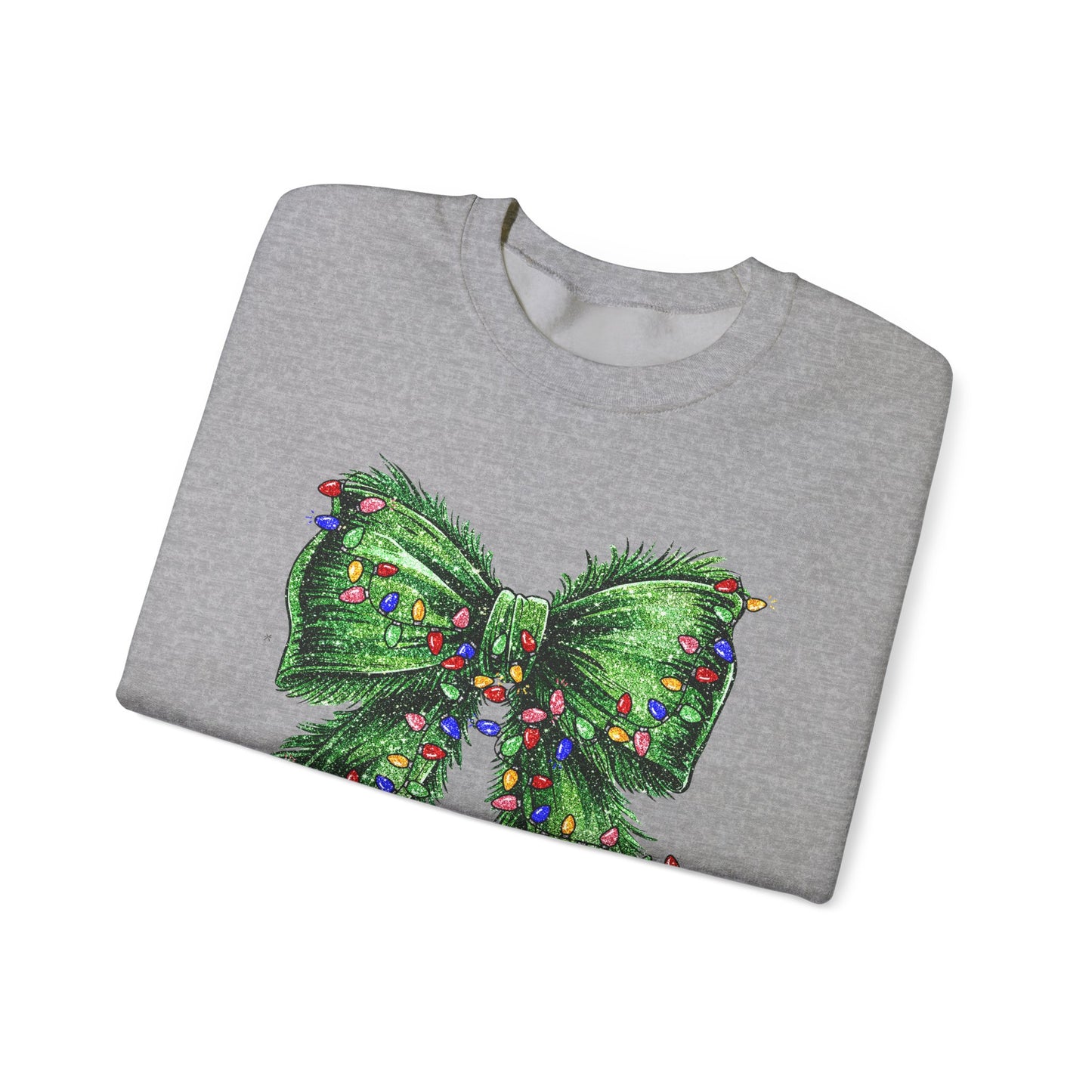 Festive Green Christmas Bow Lights Sweatshirt