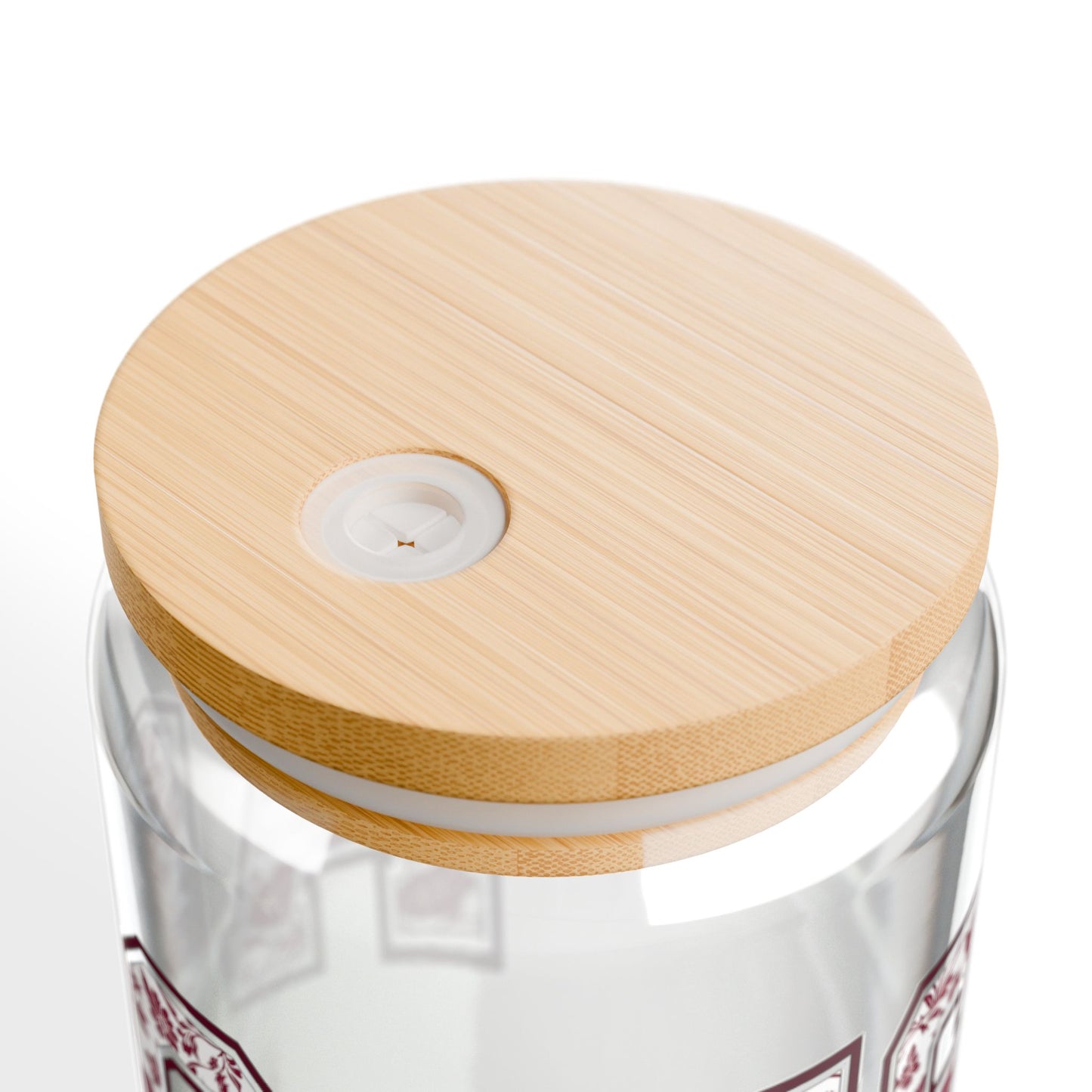 Aggies Floral Script Can Glass with Maroon Bow – 16oz Glass Cup