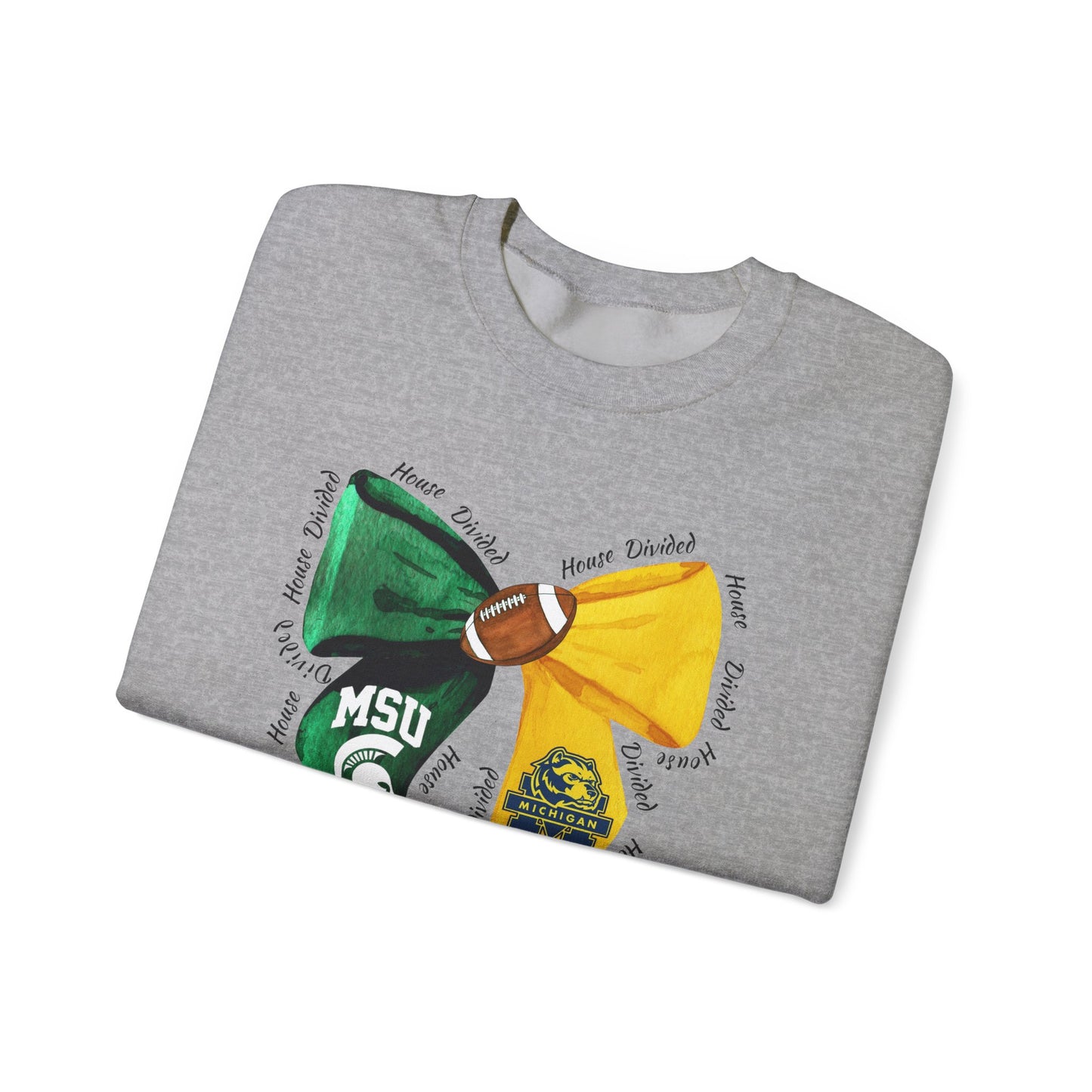 Michigan vs Michigan State House Divided Crewneck Sweatshirt | Wolverines vs Spartans Rivalry Sweatshirt | College Game Day Apparel