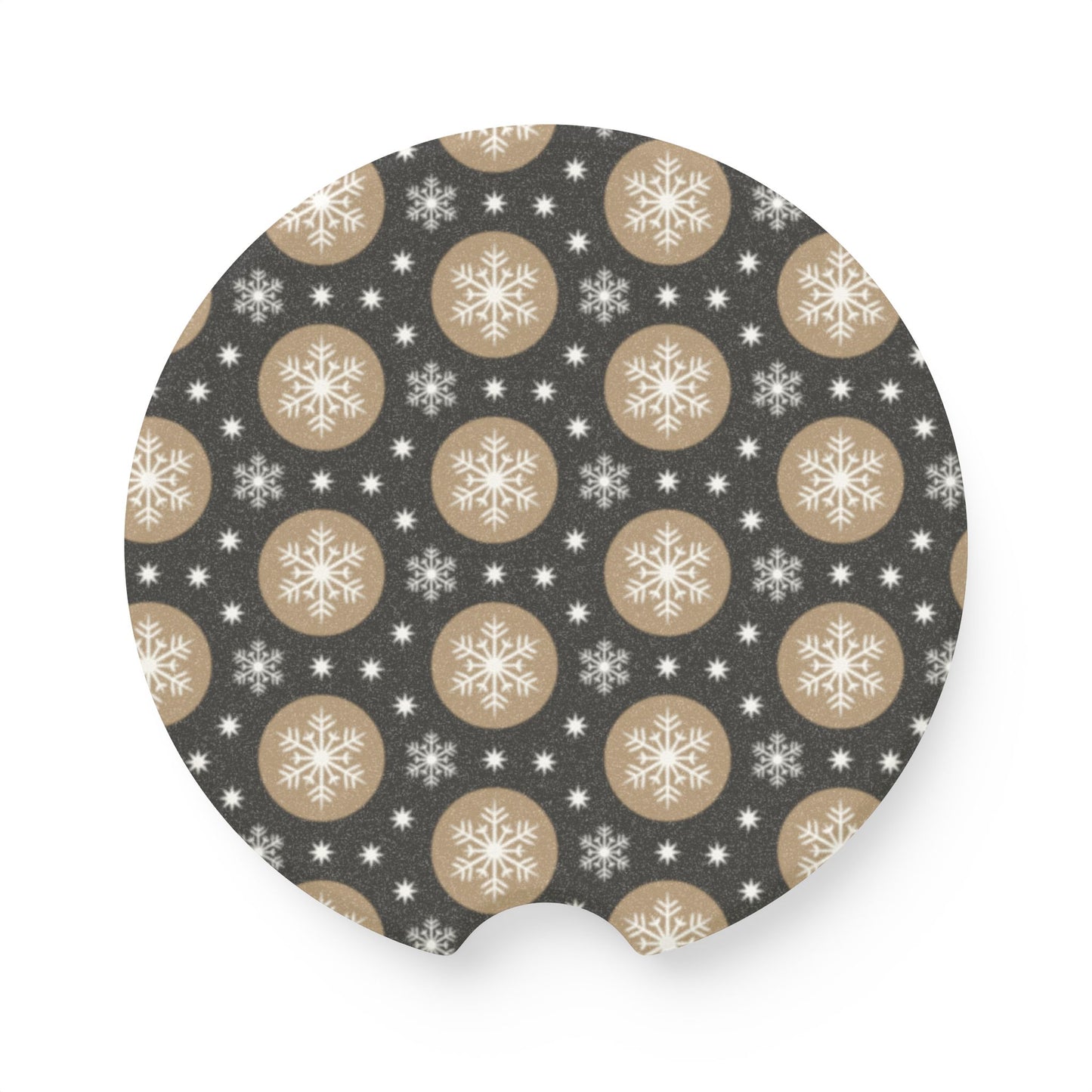Christmas Car Coaster - Holiday Snowflake Soapstone Cup Holder Insert, Festive Auto Accessory, Winter Drink Mat, Seasonal Vehicle Decor,