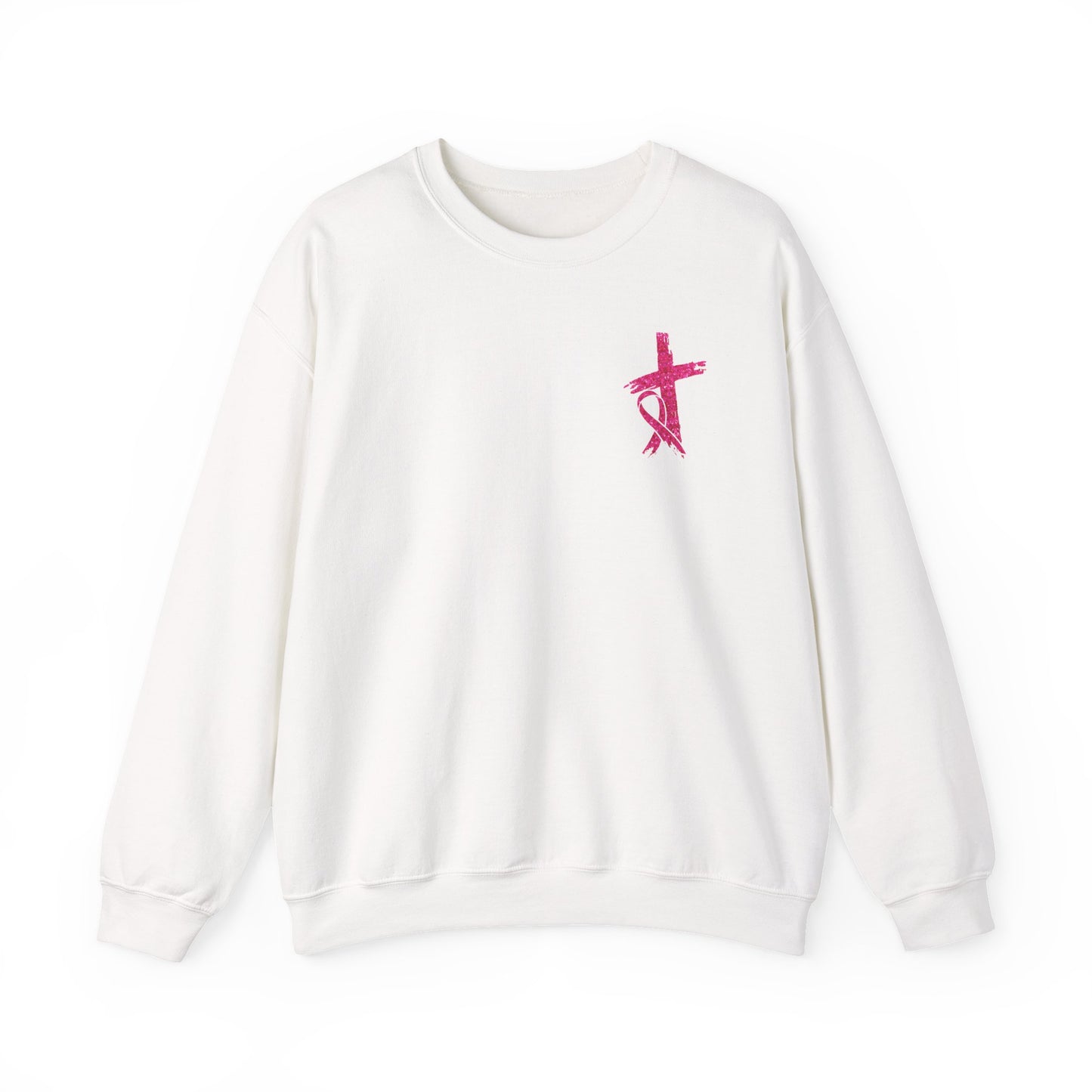 Breast Cancer Awareness, Find the Cure, Inspirational Crewneck Sweatshirt, Faith-Based Fashion, Motivational Gift, Christian Luke 1:37