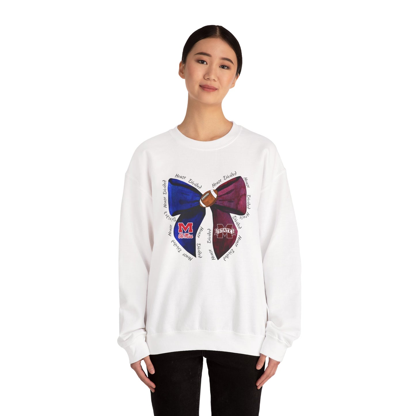 House Divided Sweatshirt | Mississippi Bow Design | Egg Bowl Rivalry | Cute Game Day Outfit for Women