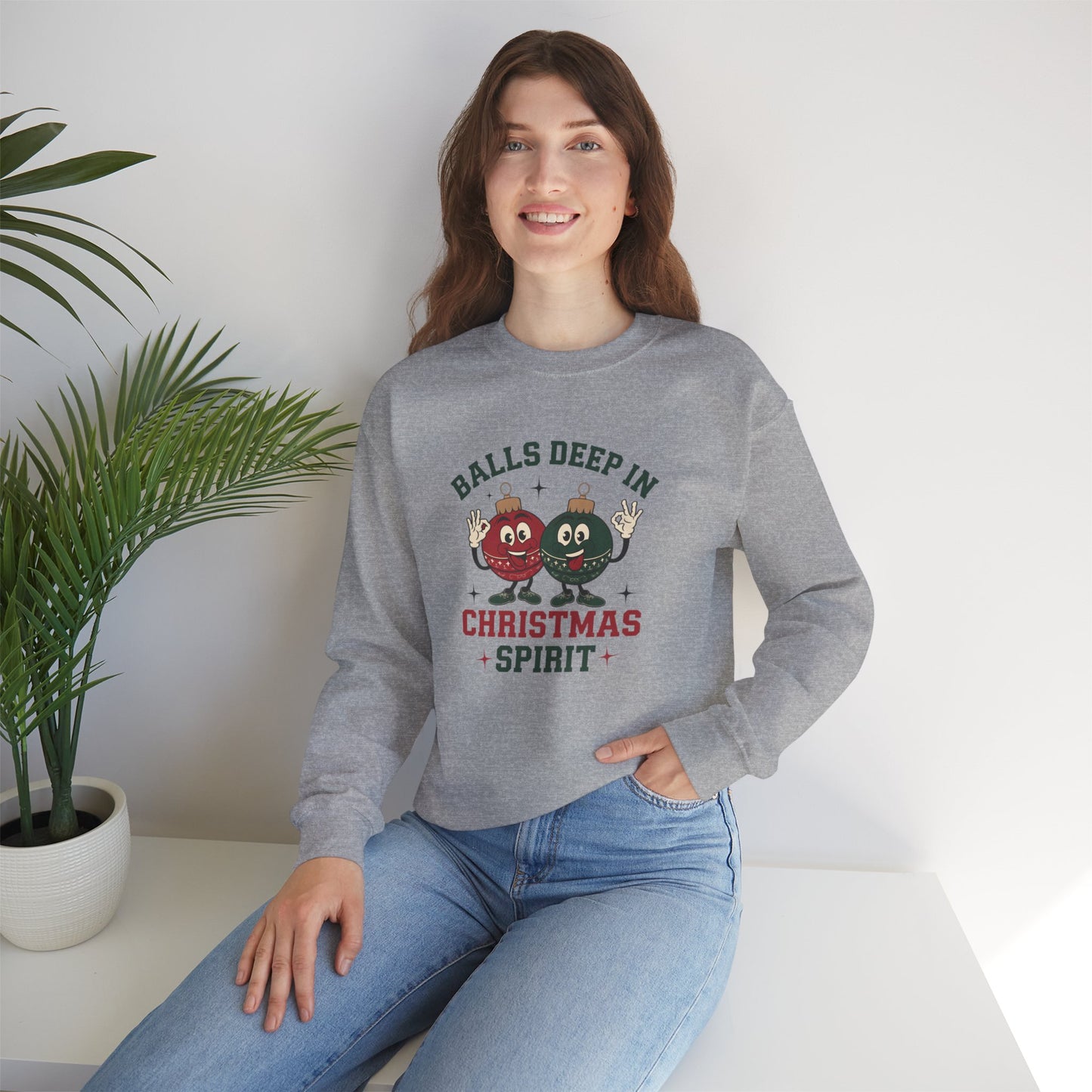 Funny Christmas Sweatshirt, Balls Deep Christmas, Winter Apparel, Unisex Crewneck, Festive Sweatshirt, Christmas Spirit, Humor Clothing