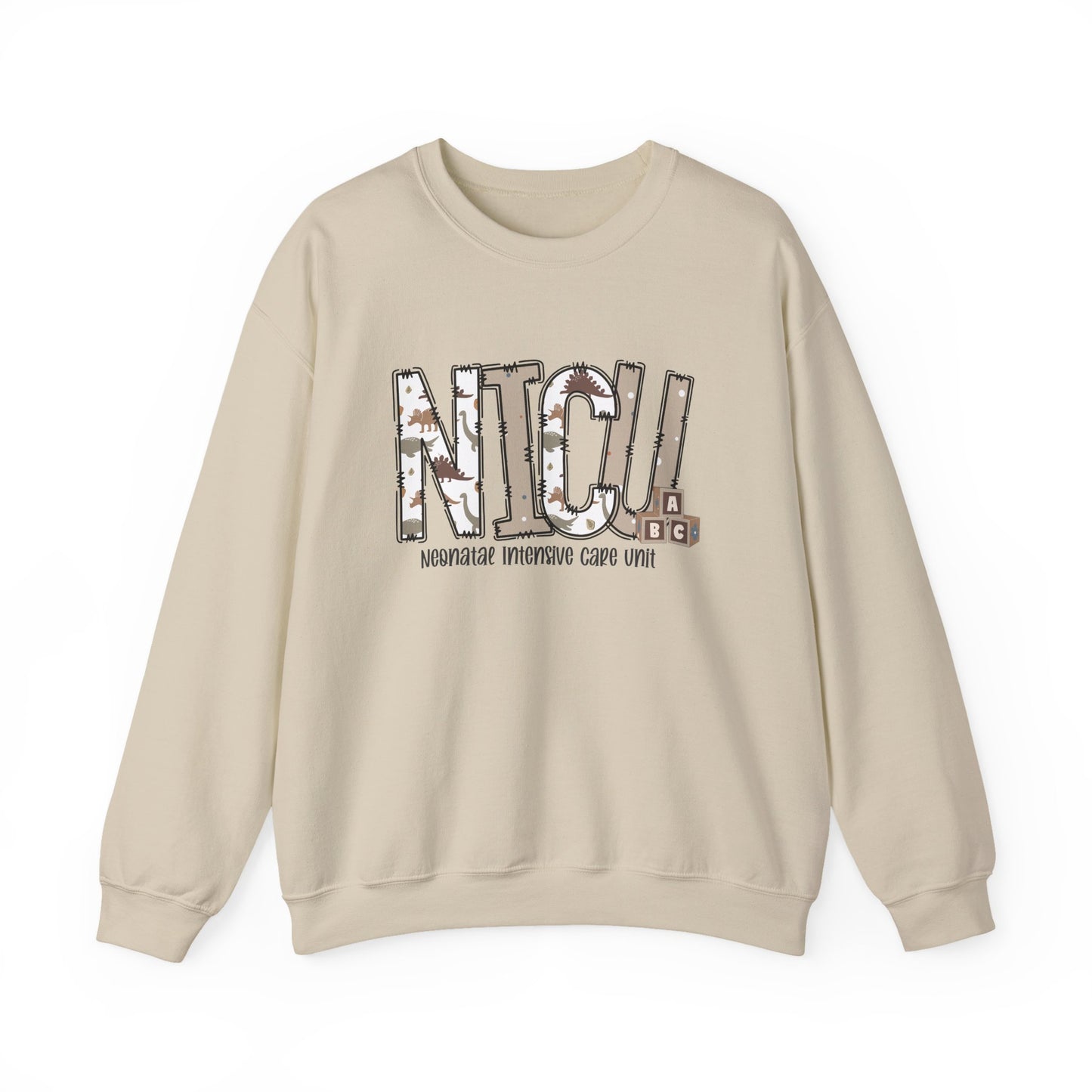 NICU Dino Nurse Crewneck Sweatshirt - Healthcare Worker Gift, Hospital Apparel, Medical Professional Clothing, Nurse Appreciation, RN Gift