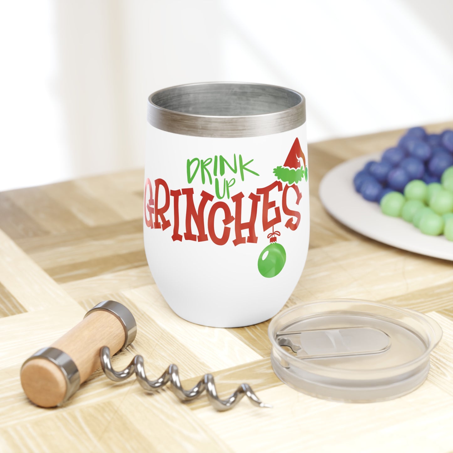 Drink Up Grinches Wine Tumbler, Funny Christmas Wine Glass, Holiday Drinkware, Gift for Wine Lovers, Secret Santa, Grinch