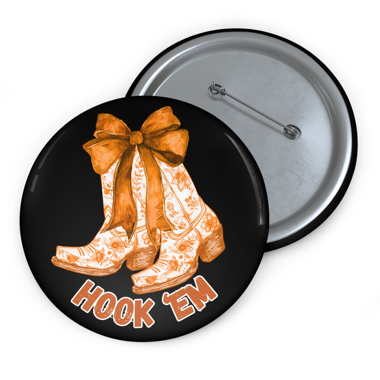 Texas Cowboy Boot Pin | Floral Western Button | Texas-Inspired Game Day Accessory | Game Day Pin | Student Gift
