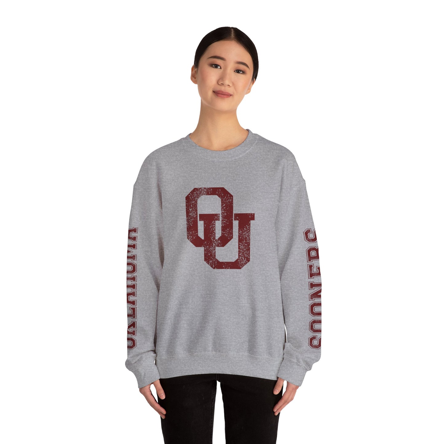 University of Oklahoma Sooners Sweatshirt | Oklahoma & Sooners Sleeve Print, Oklahoma Sooners Crewneck | Printed Sleeve Game Day Sweatshirt