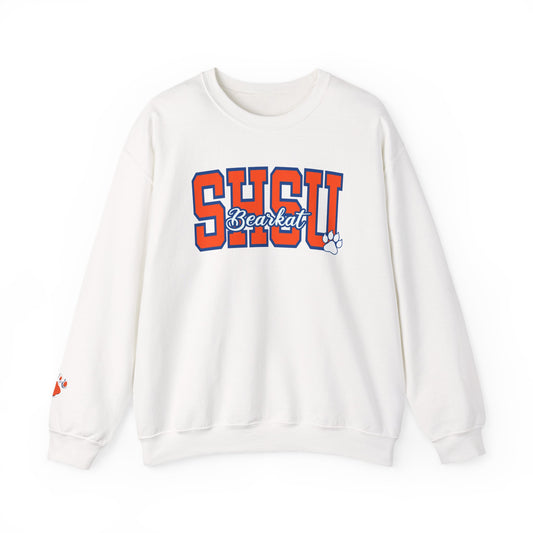 Sam Houston State University Sweatshirt | Bearkat Sleeve Print, Sam Houston State Crewneck | Printed Sleeve Game Day Sweatshirt, Bearkats