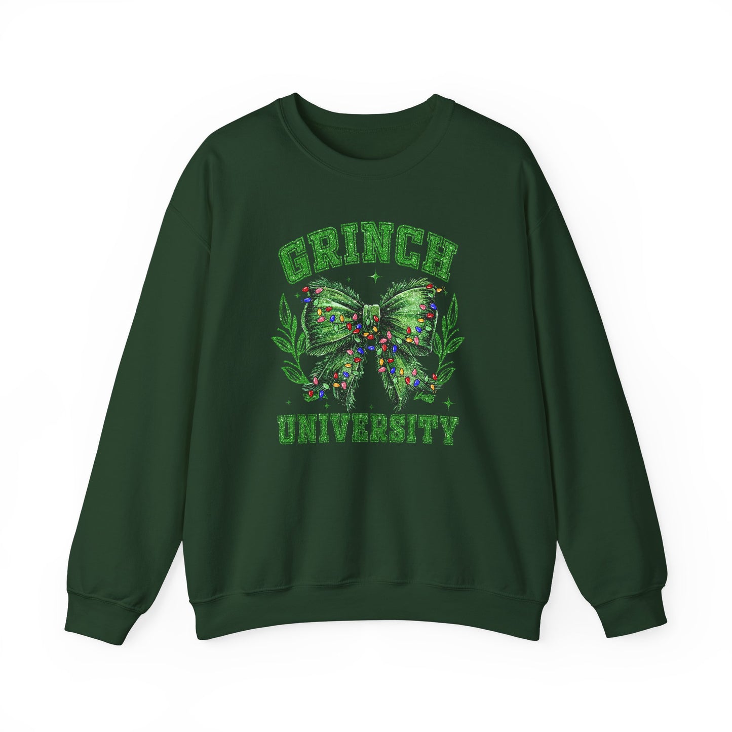 Festive Green Mischief University Christmas Sweatshirt, Funny Xmas Apparel, Mean One, Comfy Fleece