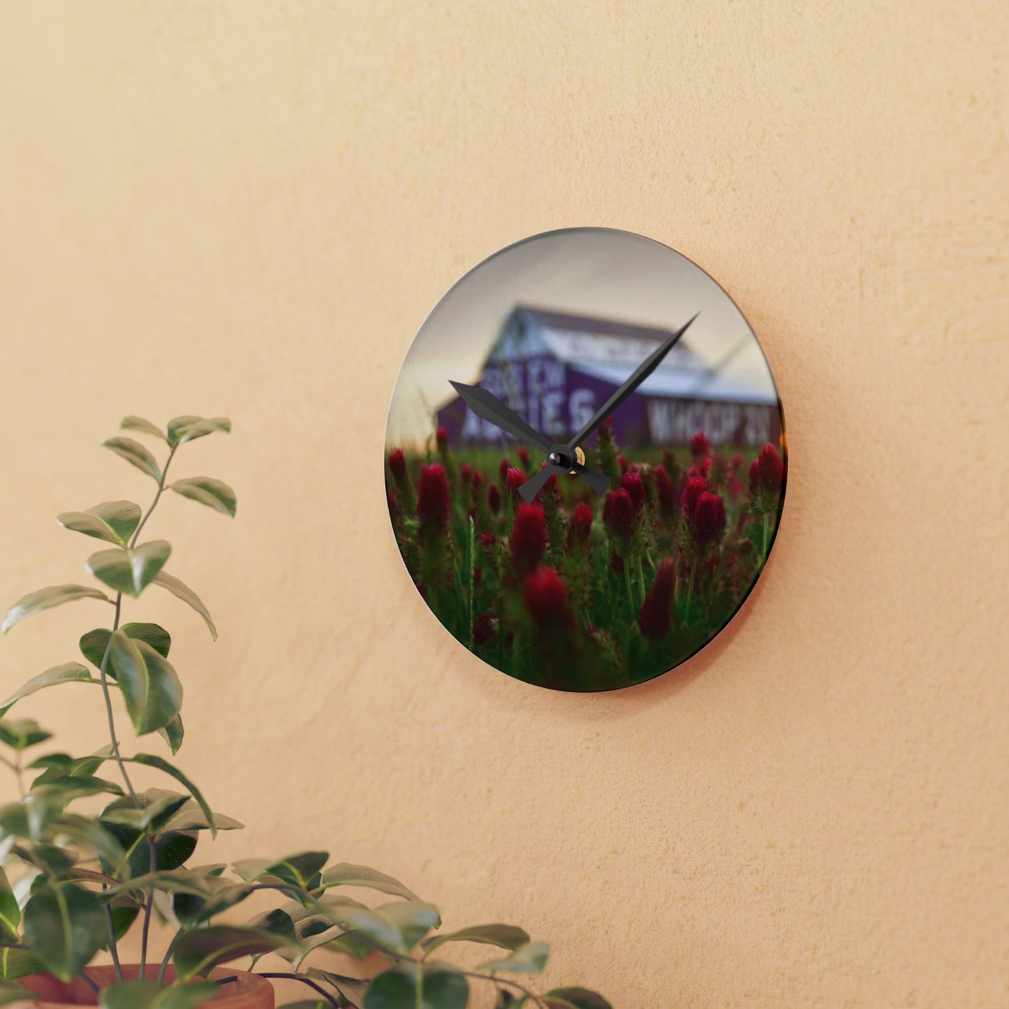Aggie Barn Acrylic Wall Clock | Aggie Floral Clock | Rustic Farmhouse Home Décor | Gift Idea, Aggie Dorm Decor