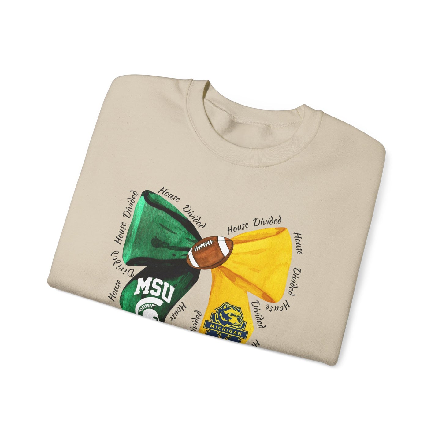 Michigan vs Michigan State House Divided Crewneck Sweatshirt | Wolverines vs Spartans Rivalry Sweatshirt | College Game Day Apparel