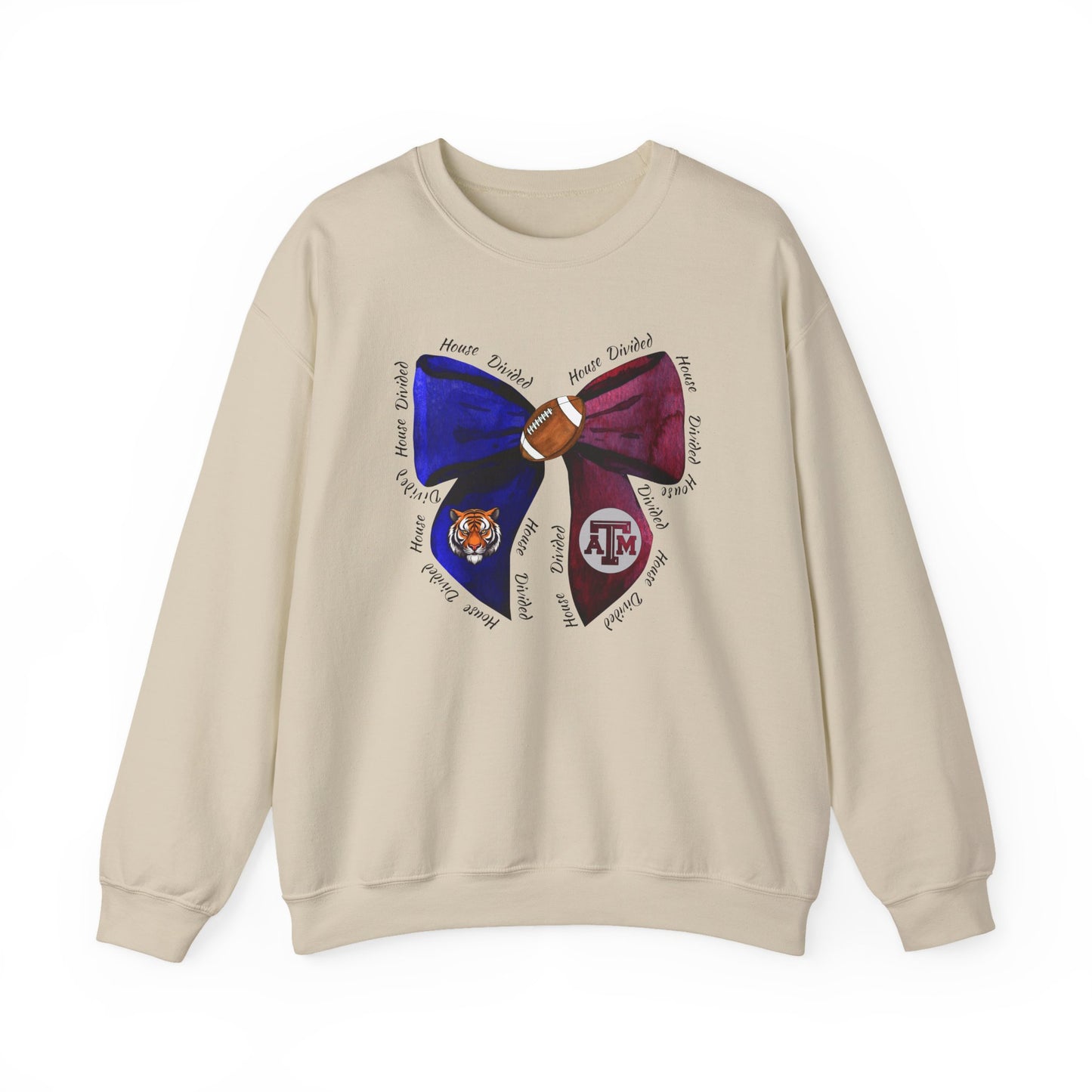 House Divided Bow Crewneck – Tigers vs Aggies | College Rivalry Game Day Sweatshirt | House Divided Apparel