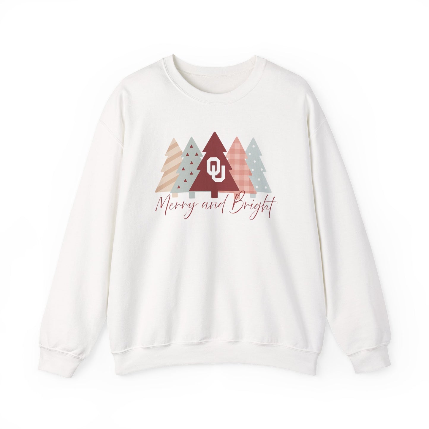 University of Oklahoma Holiday Sweatshirt - Merry and Bright Design, Festive Apparel, Christmas Gift, Sooners, Boomer Sooner Christmas