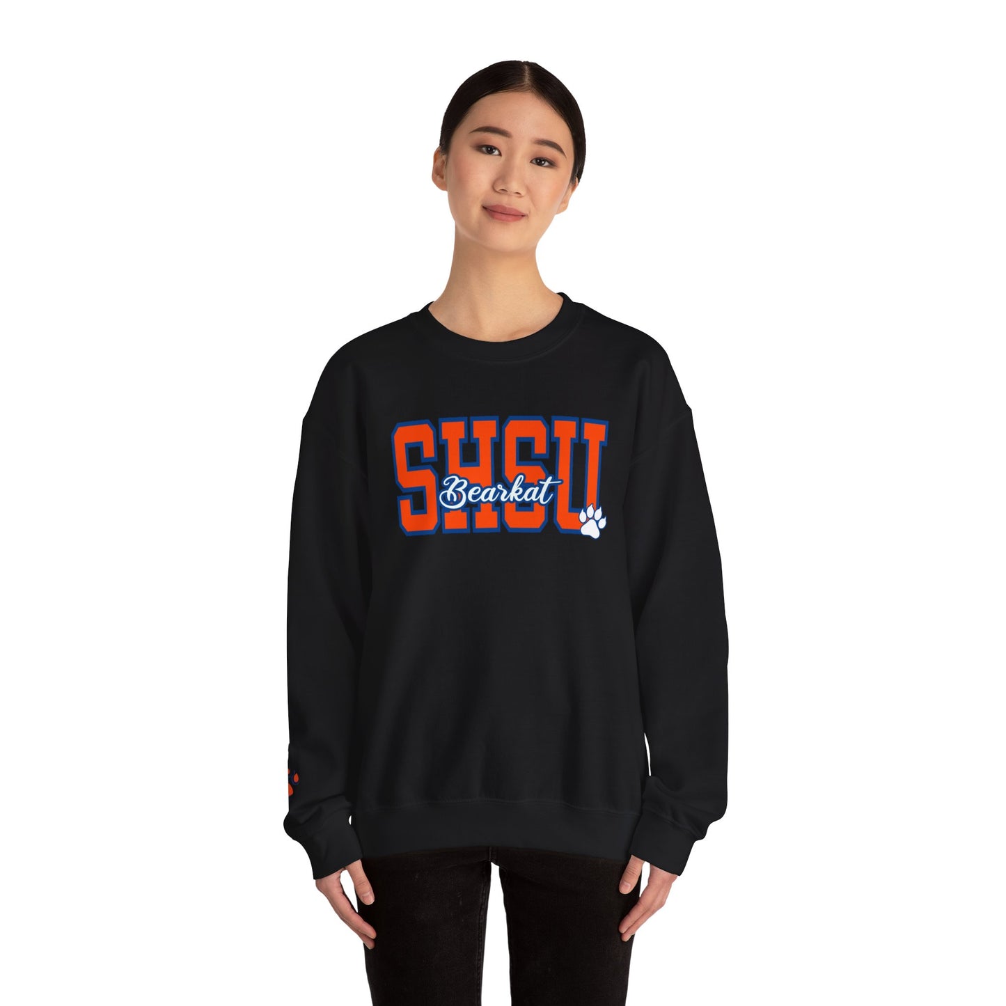 Sam Houston State University Sweatshirt | Bearkat Sleeve Print, Sam Houston State Crewneck | Printed Sleeve Game Day Sweatshirt, Bearkats