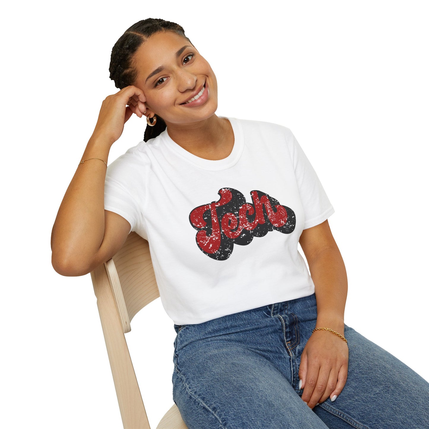Retro “Tech” Distressed Script T-Shirt | Red & Black Groovy College Tee | Cute Game Day Shirt | Unisex Comfort Tee