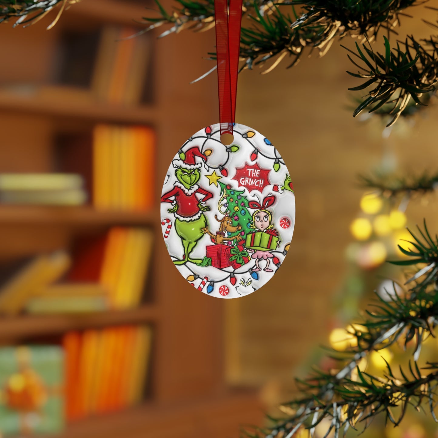 Whimsical Christmas Ornament, Christmas Double Sided Decoration Metal Ornaments, Holiday Home Decor, Tree Ornaments, Festive Xmas Gift, Grumpy Green Man Christmas