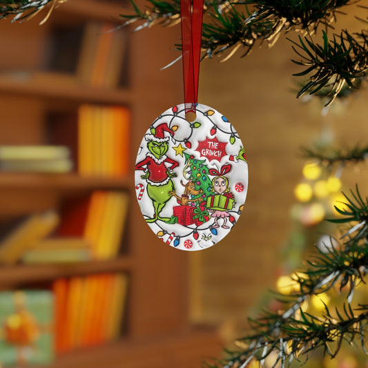 Whimsical Christmas Ornament, Christmas Double Sided Decoration Metal Ornaments, Holiday Home Decor, Tree Ornaments, Festive Xmas Gift, Grumpy Green Man Christmas