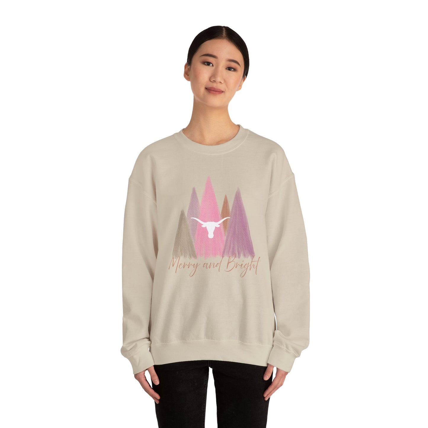 Merry and Bright Sweatshirt | Pastel Christmas Crewneck | Texas-Inspired Holiday Top