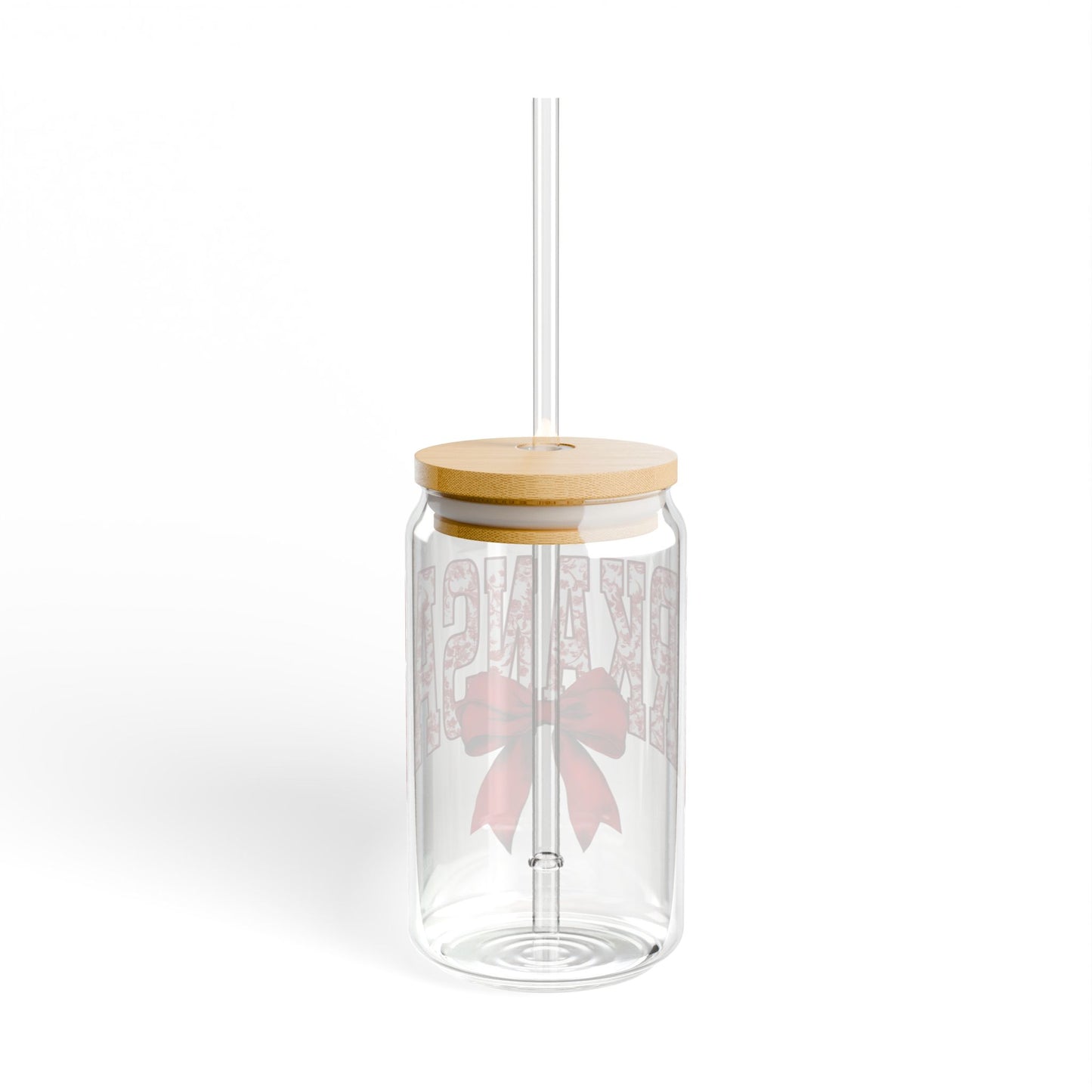 University of Arkansas Razorback 16oz Glass with Cute Bow | Razorback Tumbler, University of Arkansas Glass Tumbler