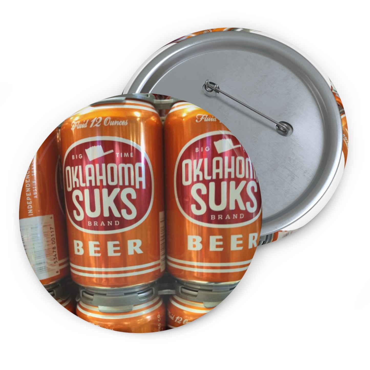 Texas Cheers to Beating OU Button Pin | Longhorn Game Day Accessory | Burnt Orange Fan Pin, Longhorns