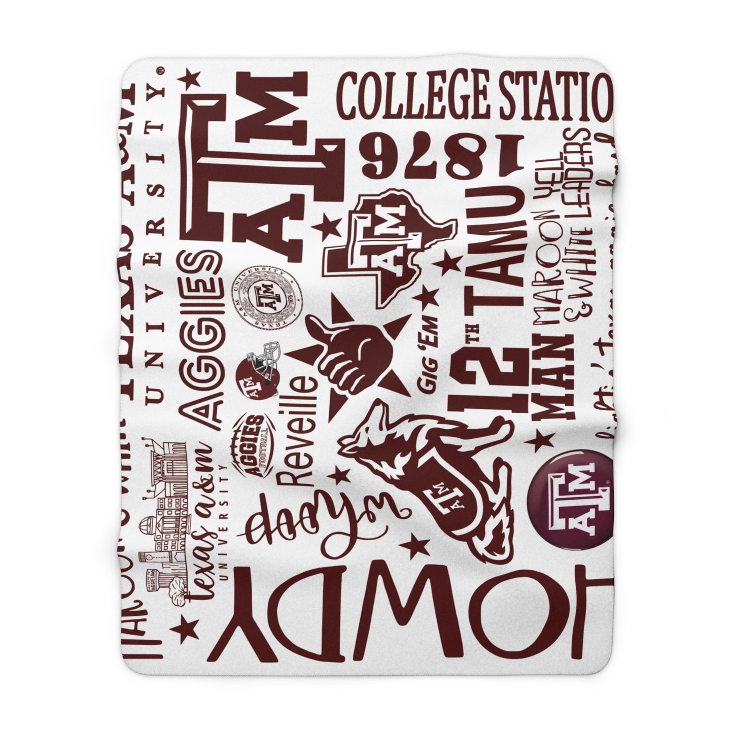 Aggies Sherpa Fleece Blanket, Cozy Throw for Home, Gift for Texas Fans, Texas Blanket, Dorm Accessory