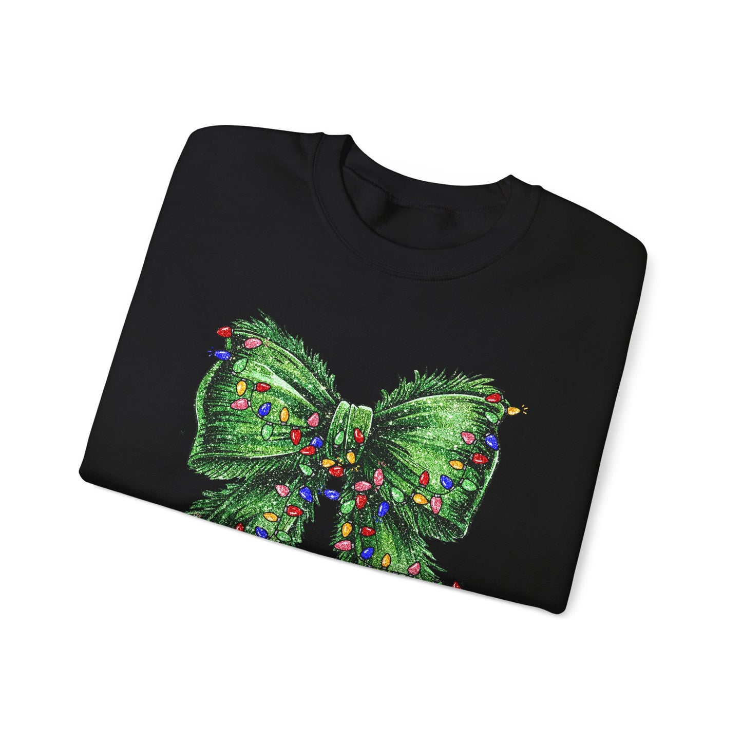 Festive Green Christmas Bow Lights Sweatshirt