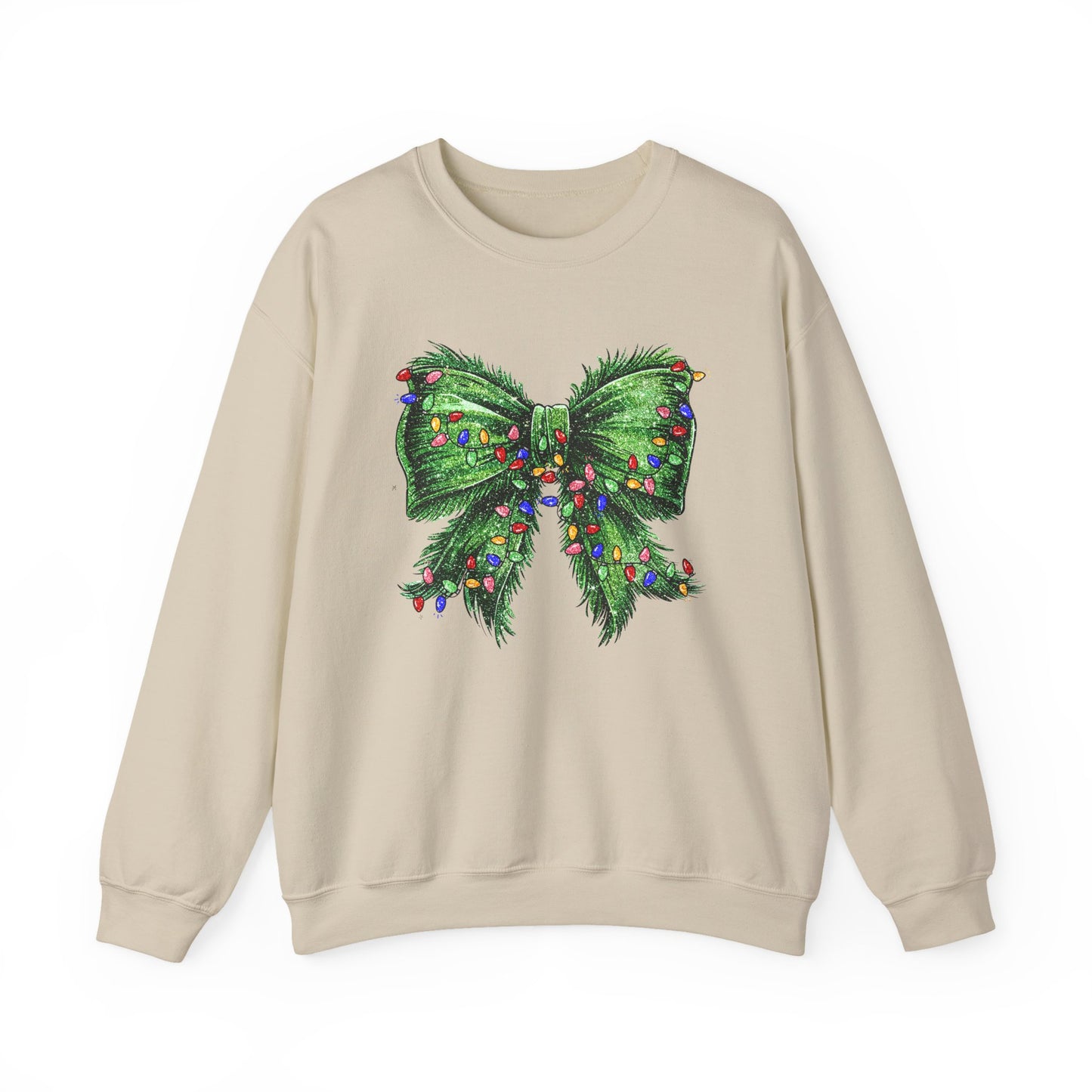 Festive Green Christmas Bow Lights Sweatshirt