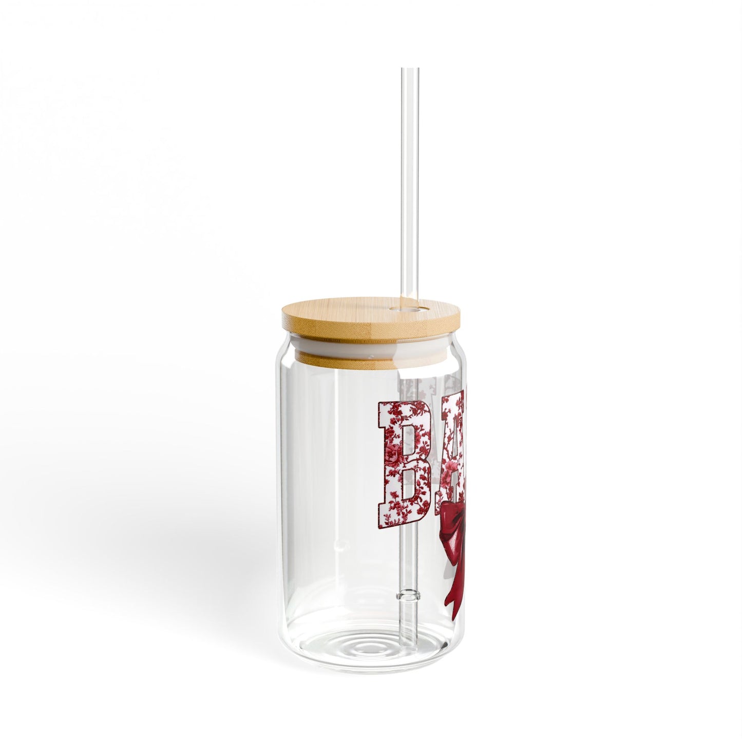 Alabama 16oz Glass with Cute Bow | Glass Tumbler with straw, BAMA Tumbler | Graduation Gift