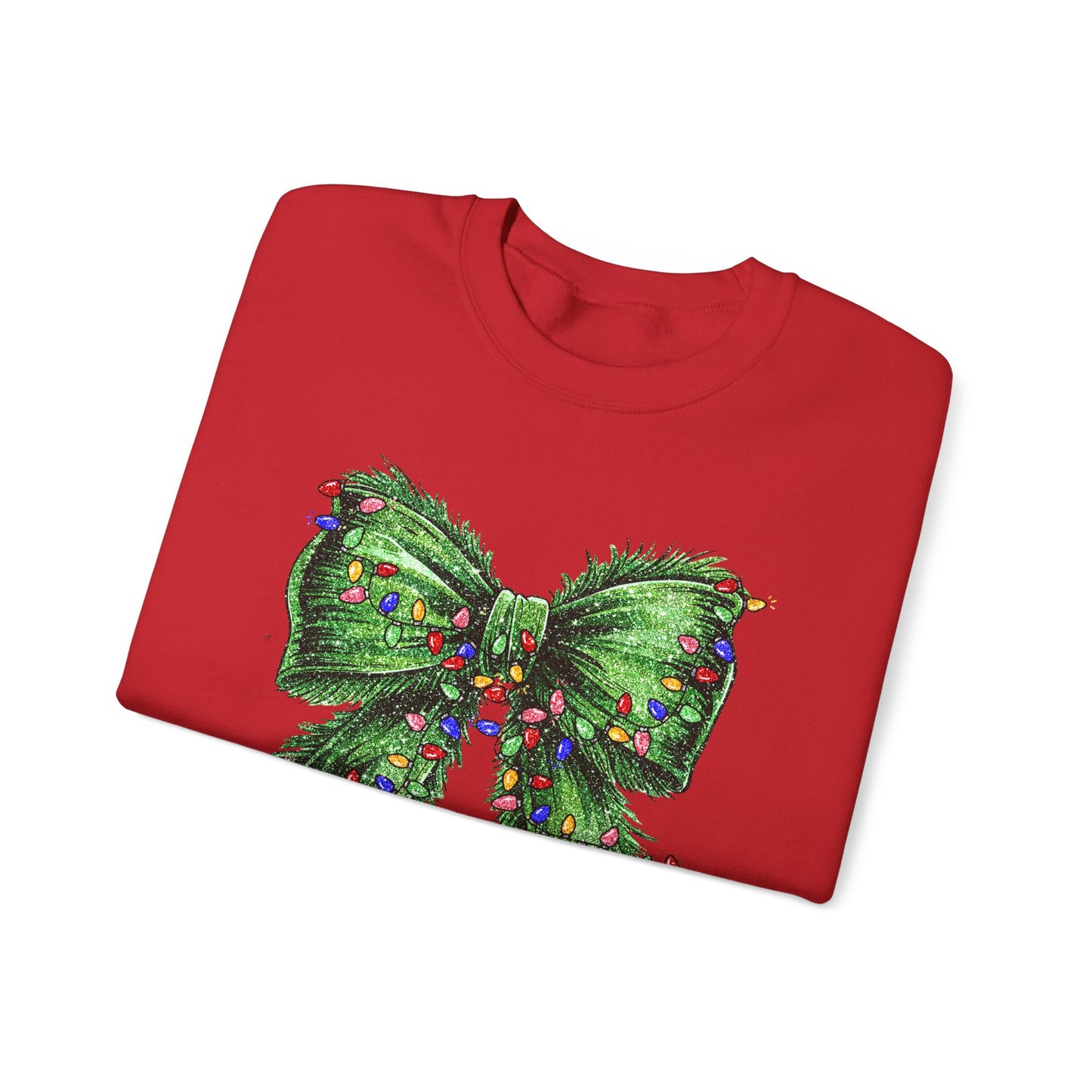 Festive Green Christmas Bow Lights Sweatshirt