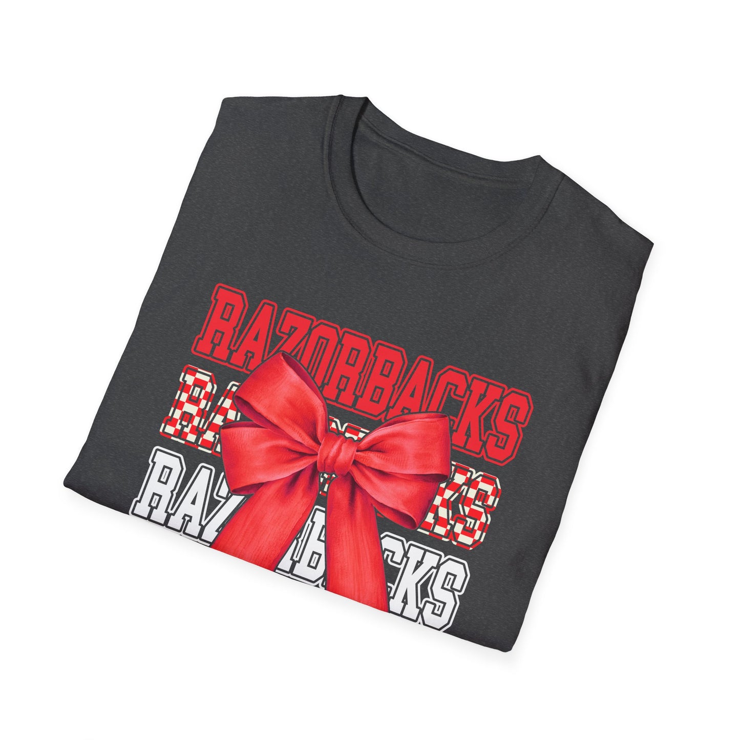 Cute Bow University of Arkansas Unisex Softstyle T-Shirt | Game Days, College Events, Gifts, Fan Gear
