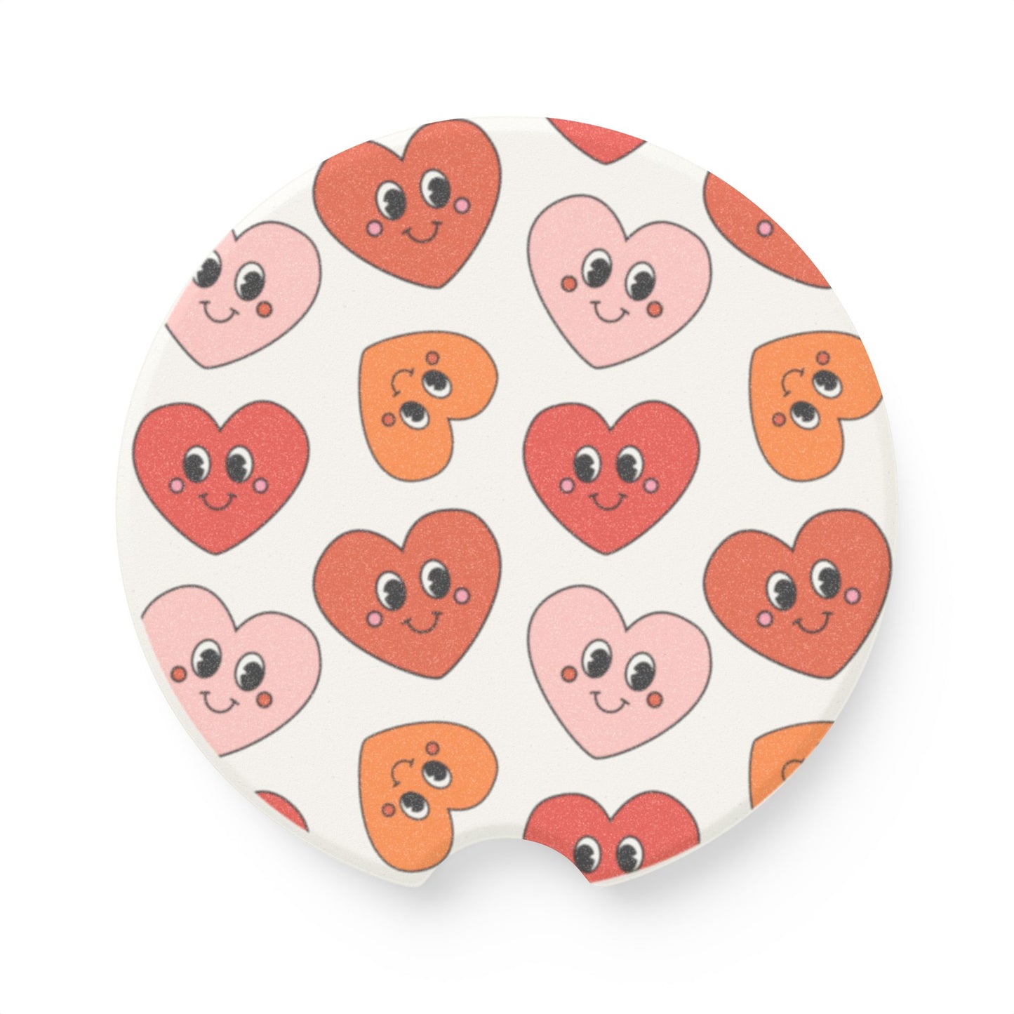 Smiley Heart Car Coaster, Daisy Print Car Coaster | Cute Car Accessory | Fun Gift for Friends & Family | Stocking Stuffer