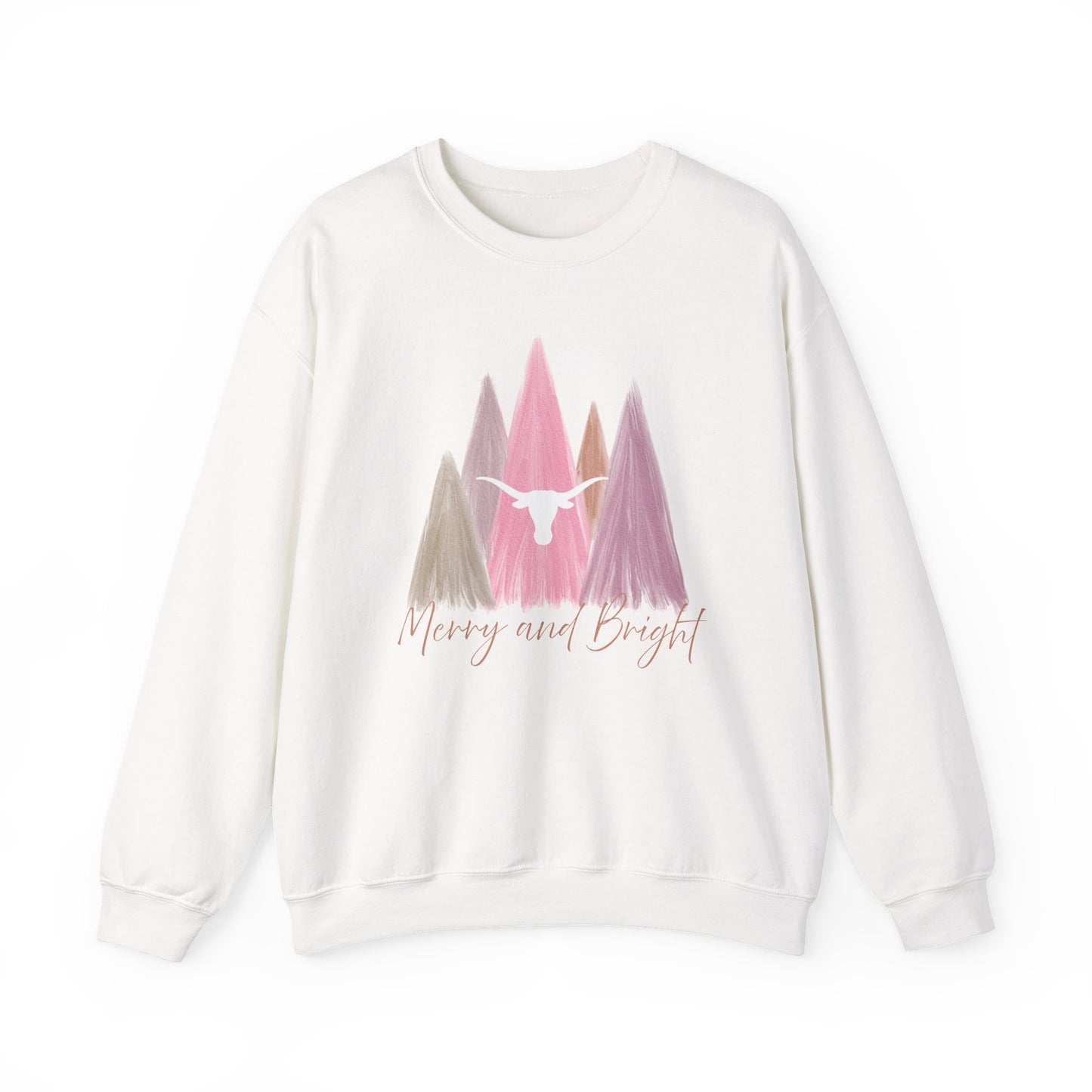 Merry and Bright Sweatshirt | Pastel Christmas Crewneck | Texas-Inspired Holiday Top