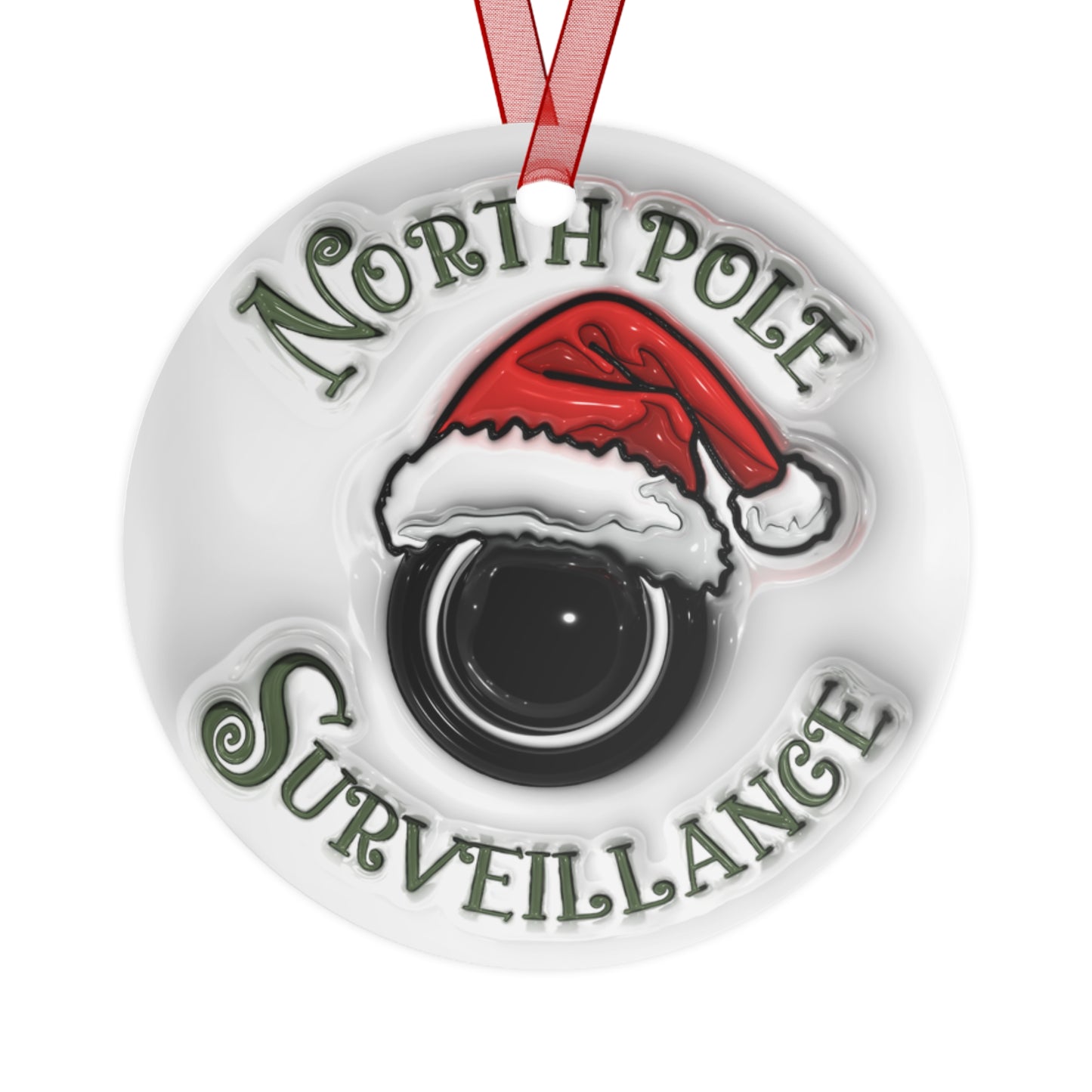 North Pole Surveillance & Reindeer Watch Metal Ornaments Christmas Decor, Holiday Tree Decoration, Ornament Set, Festive Home