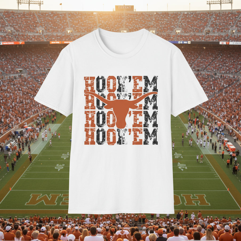 Game Day Spirit Shirt | Burnt Orange & White Football Tee | Texas Pride Graphic Tee | Southern Tailgate Shirt | Texas Tee