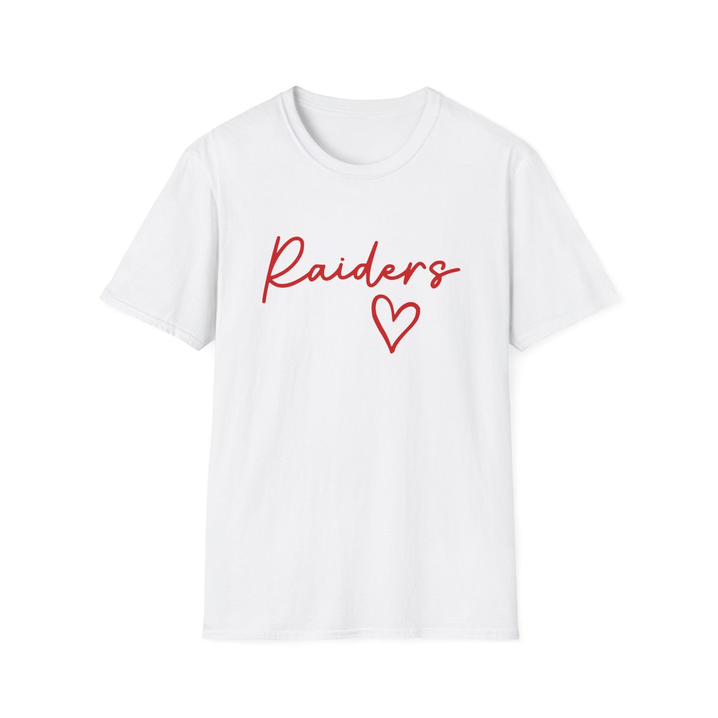 Raiders Heart Script T-Shirt | Game Day Tee | Cute College Spirit Shirt | Red & White Raiders Graphic Tee