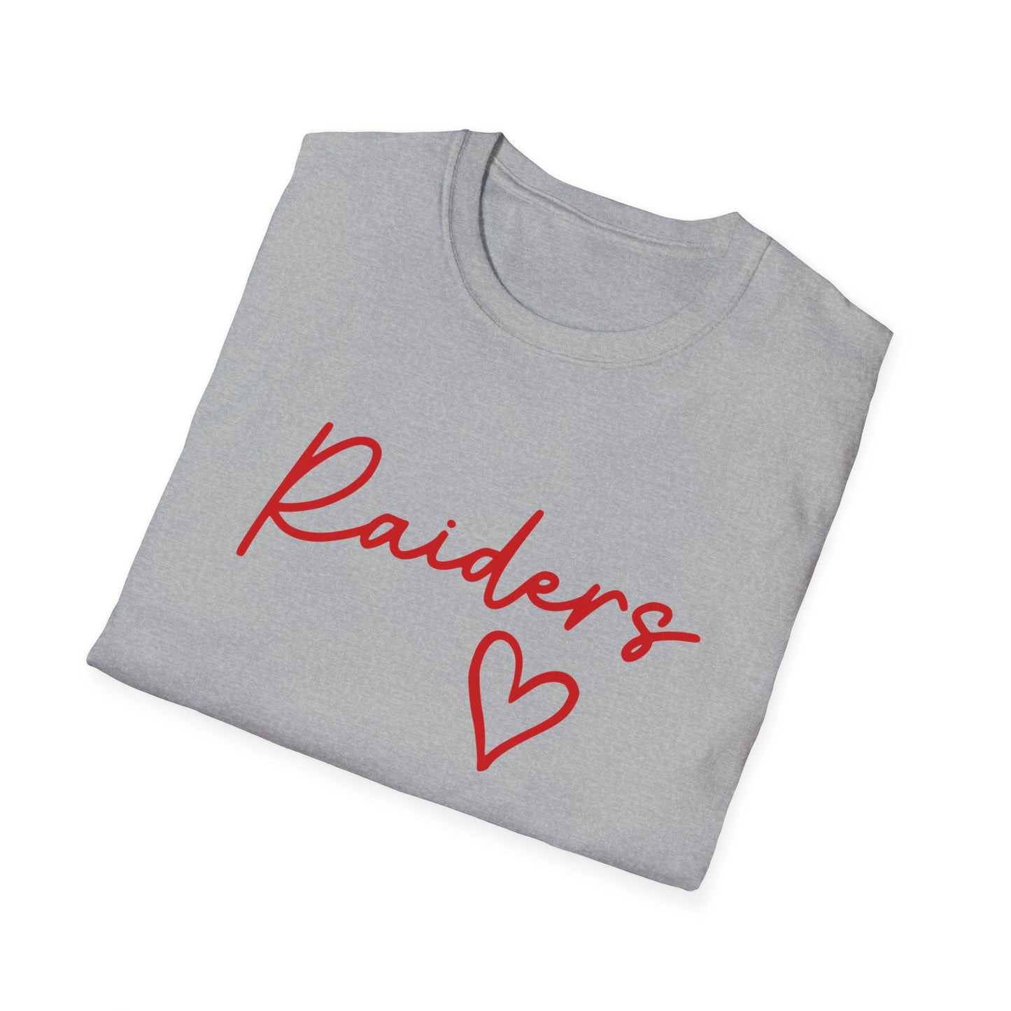 Raiders Heart Script T-Shirt | Game Day Tee | Cute College Spirit Shirt | Red & White Raiders Graphic Tee
