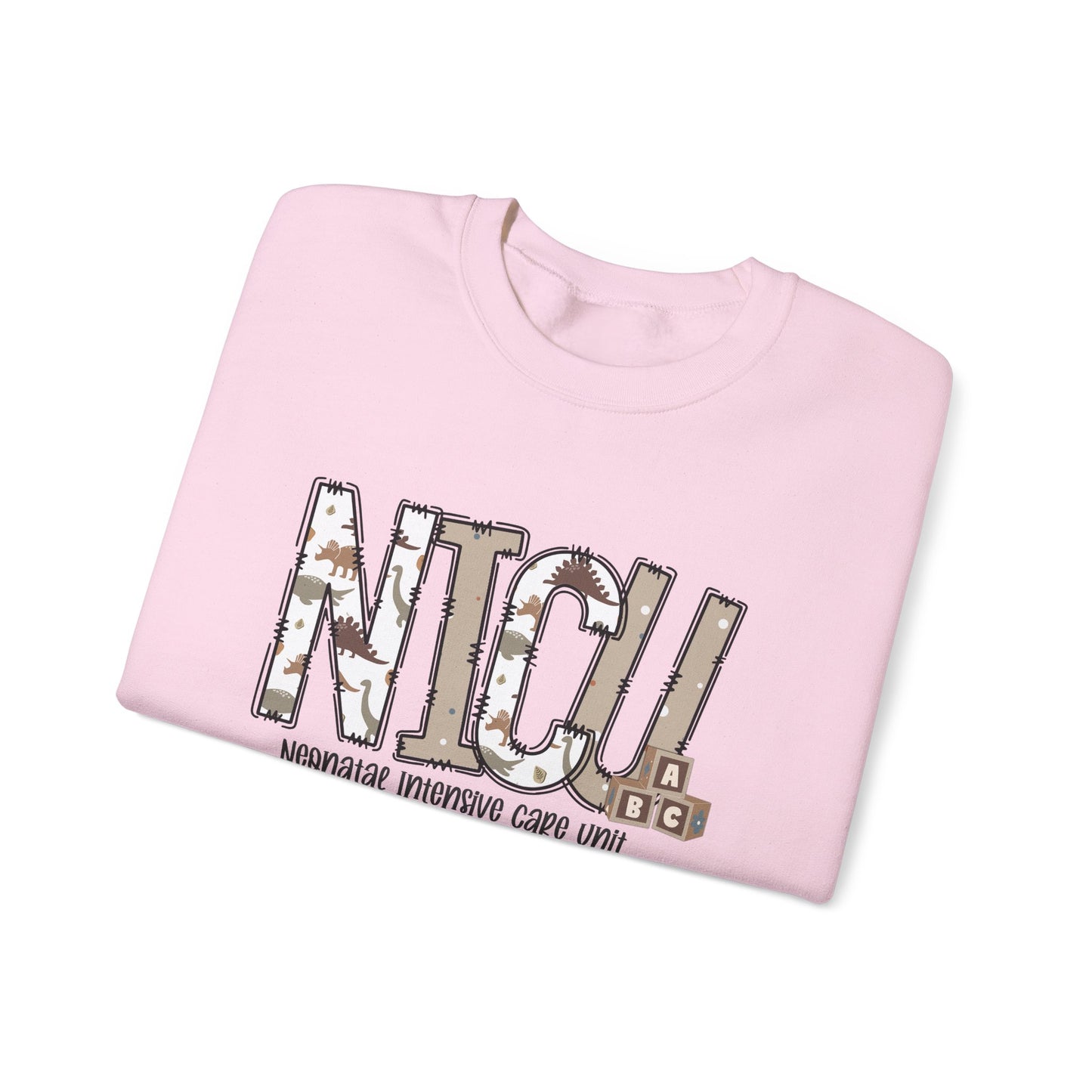 NICU Dino Nurse Crewneck Sweatshirt - Healthcare Worker Gift, Hospital Apparel, Medical Professional Clothing, Nurse Appreciation, RN Gift