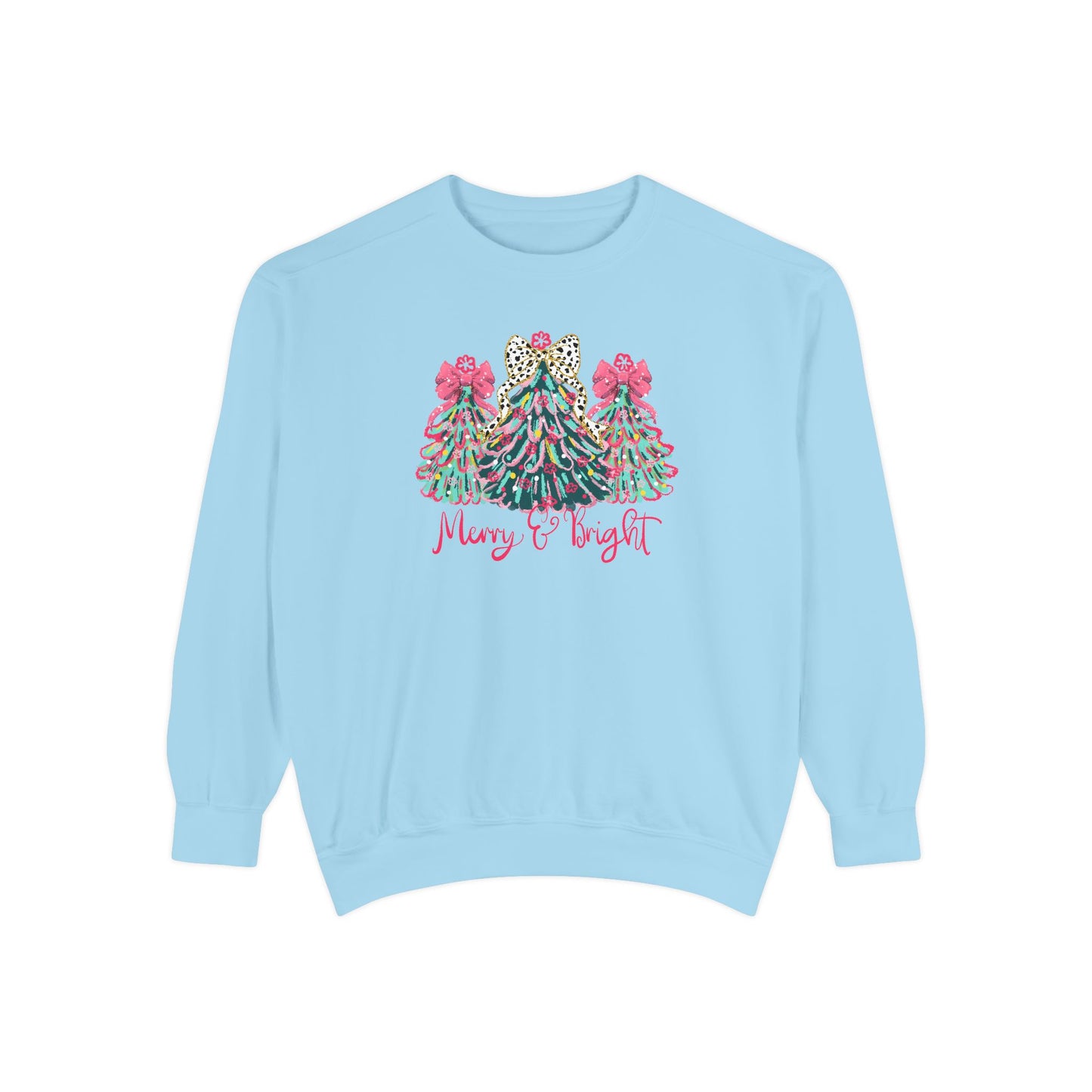 Merry & Bright Comfort Colors Christmas Sweatshirt, Christmas Gift, Christmas Crewneck, Holiday Apparel, Festive Style, Winter Wardrobe, Christmas