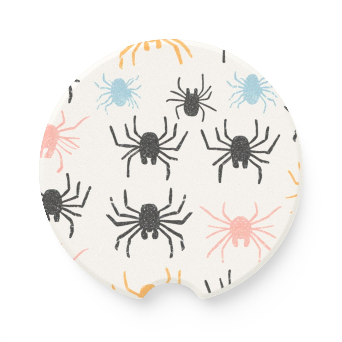 Spooky Halloween Car Coasters, Set of 2 Cup Holder Inserts, Spider Design Auto Accessories, Vehicle Interior Decor, Gift for Arachnid Fans,