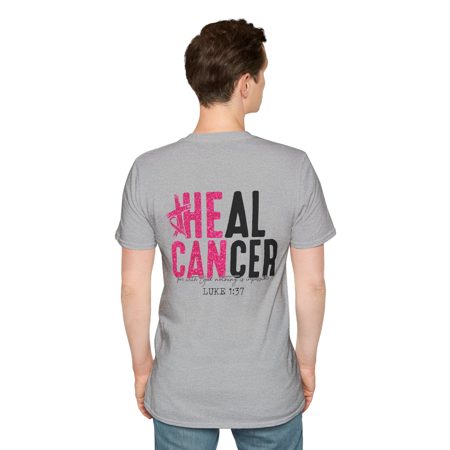Breast Cancer Awareness, Breast Cancer, Faith, Hope Cure Inspired Softstyle T-Shirt, Inspirational Gift, Cancer Awareness Shirt, Luke 1:37